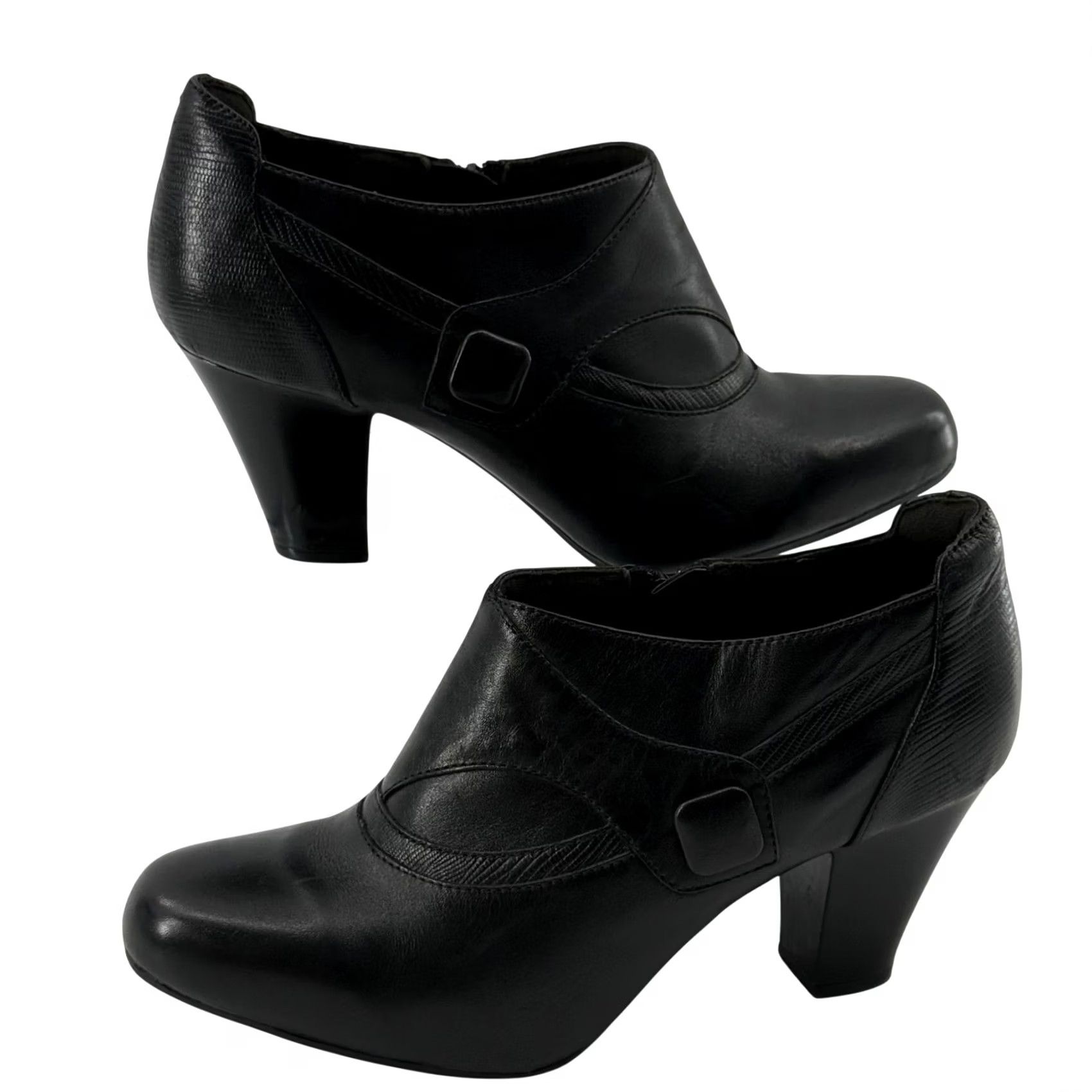 Clarks Clarks Bendables Black Leather Ankle Booties Zip 9W Boots Womens Fall Winter Workwear Casual Size US 9 / IT 39 - 4 Thumbnail