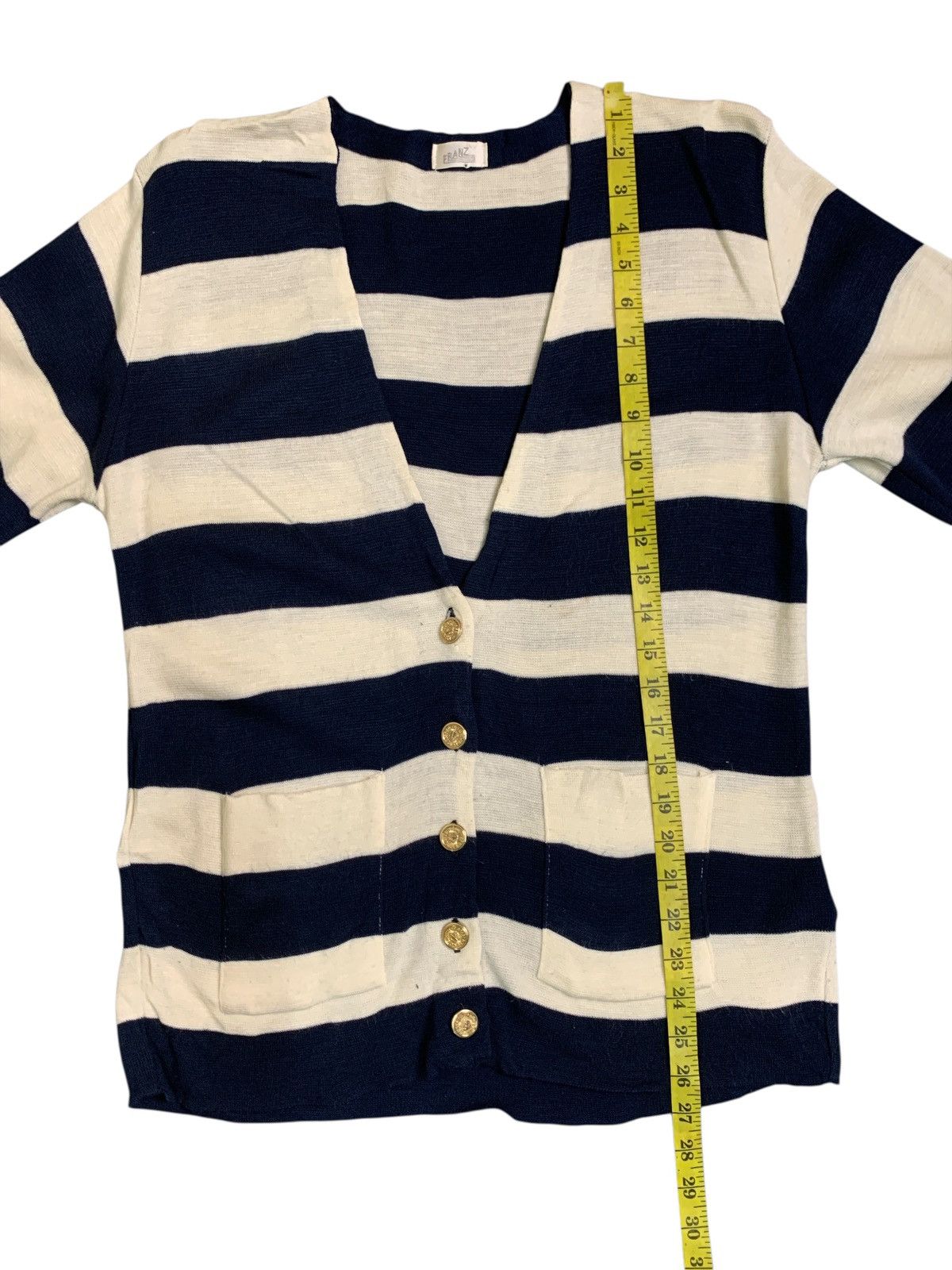 Japanese Brand Rare Design Franz Striped Cashmere V-Neck Cardigan Size M / US 6-8 / IT 42-44 - 11 Thumbnail