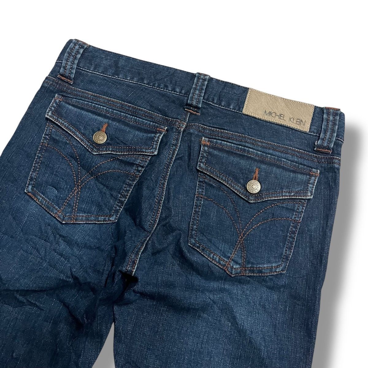 If Six Was Nine × Japanese Brand × Le Grande Bleu (L.G.B.) FLARE🔥 MICHEL KLEIN DENIM BLUE PANT Size 31" - 9 Thumbnail