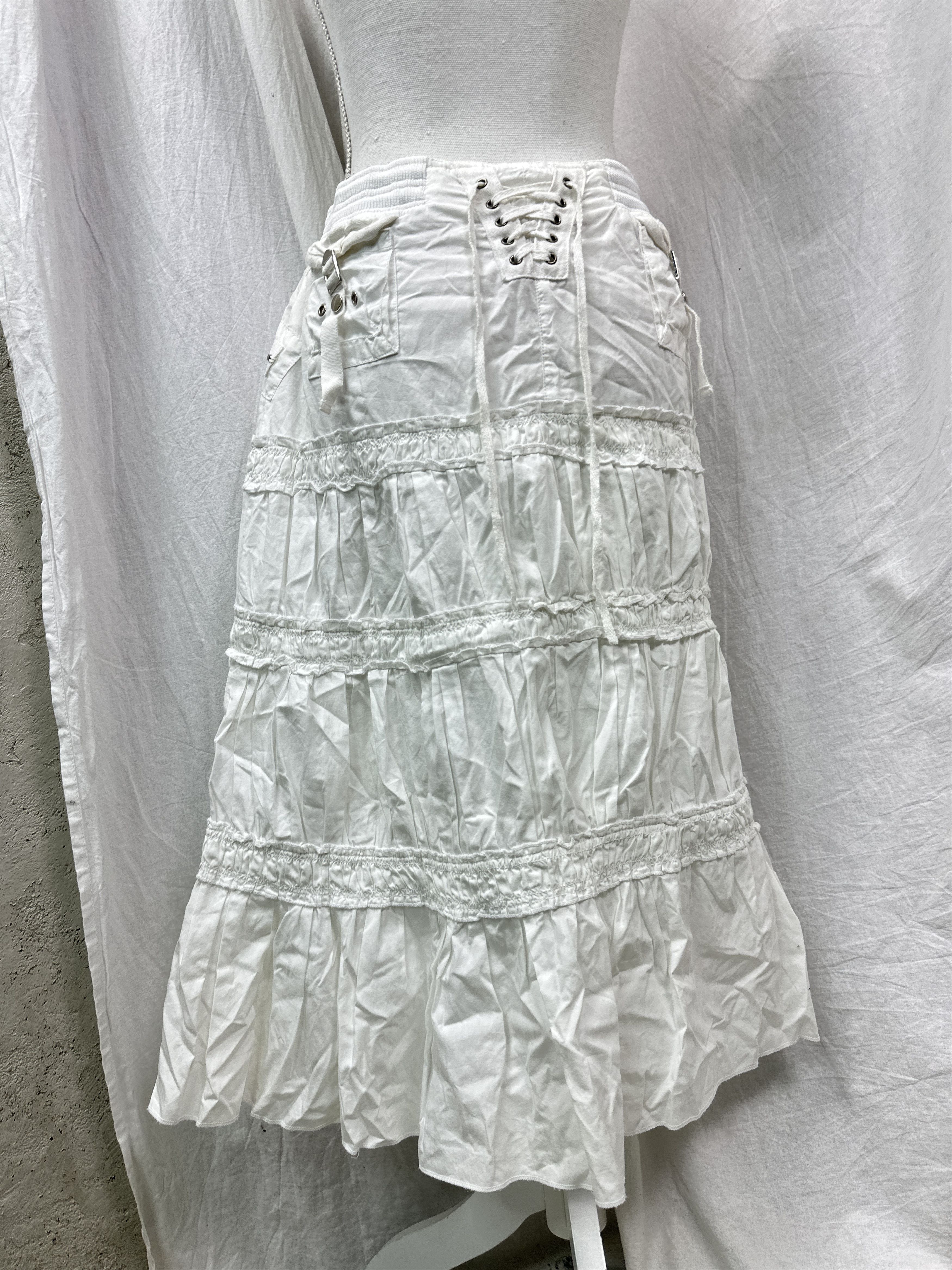 Vintage Vintage Preppy Boho Pleated Corset Maxi Skirt Y2K Size 26" / US 2 / IT 38 - 6 Thumbnail