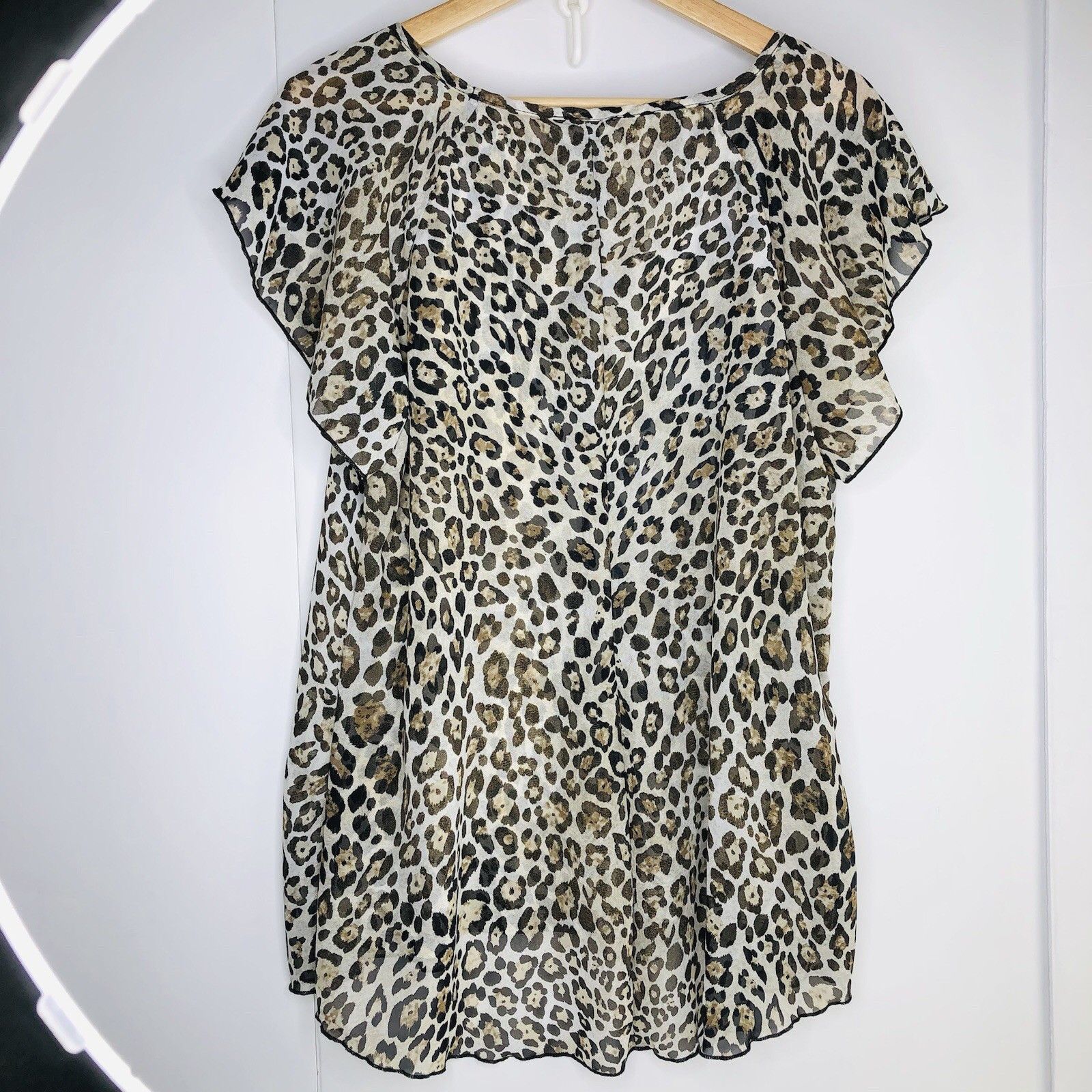 Other Cocomo Leopard Cheetah Print Top Blouse Sz L High-low Size L / US 10 / IT 46 - 5 Thumbnail