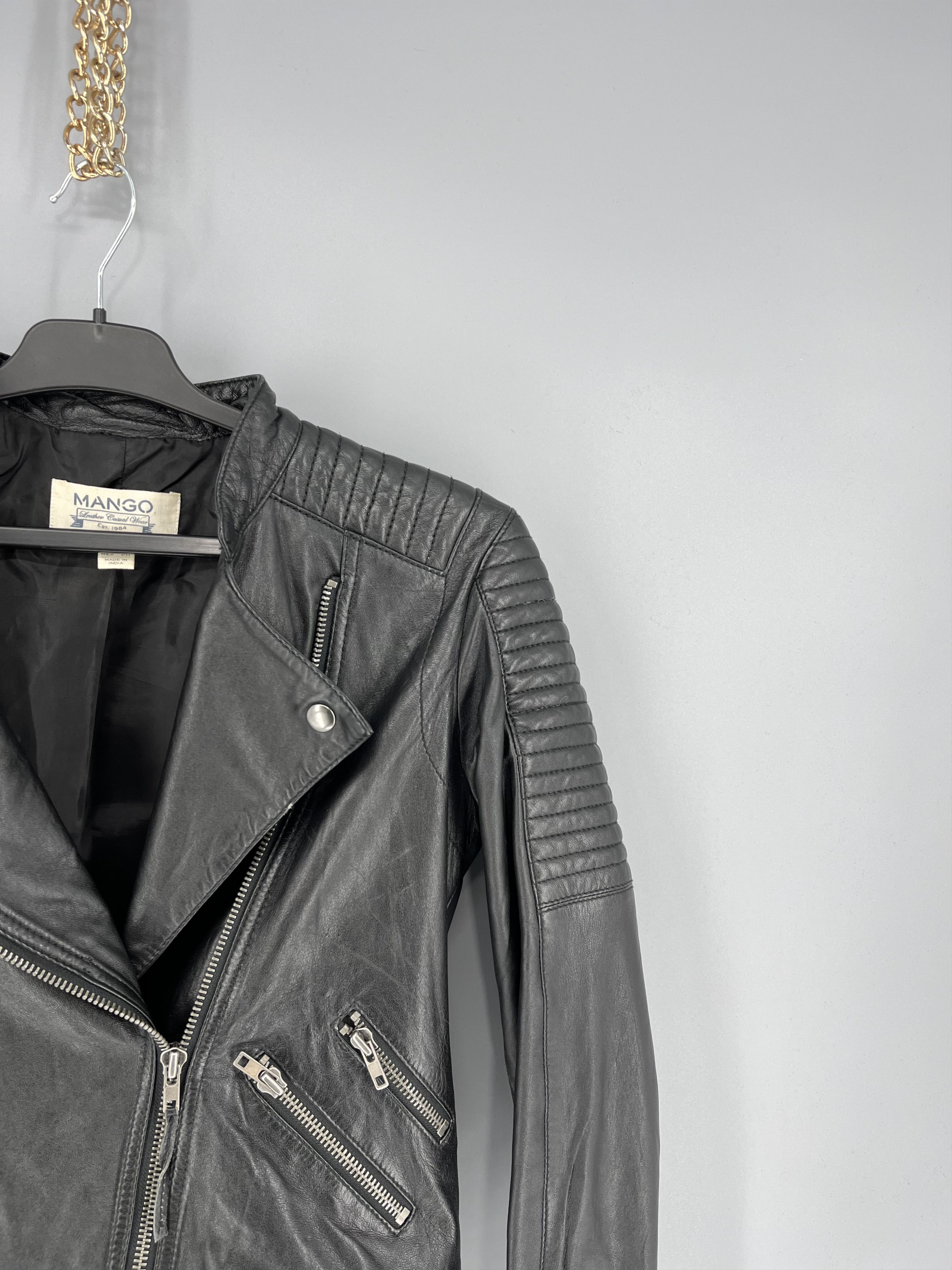 Leather Mango Black Leather Biker Jacket Racing Moto HONDA BMW Size S / US 4 / IT 40 - 5 Thumbnail