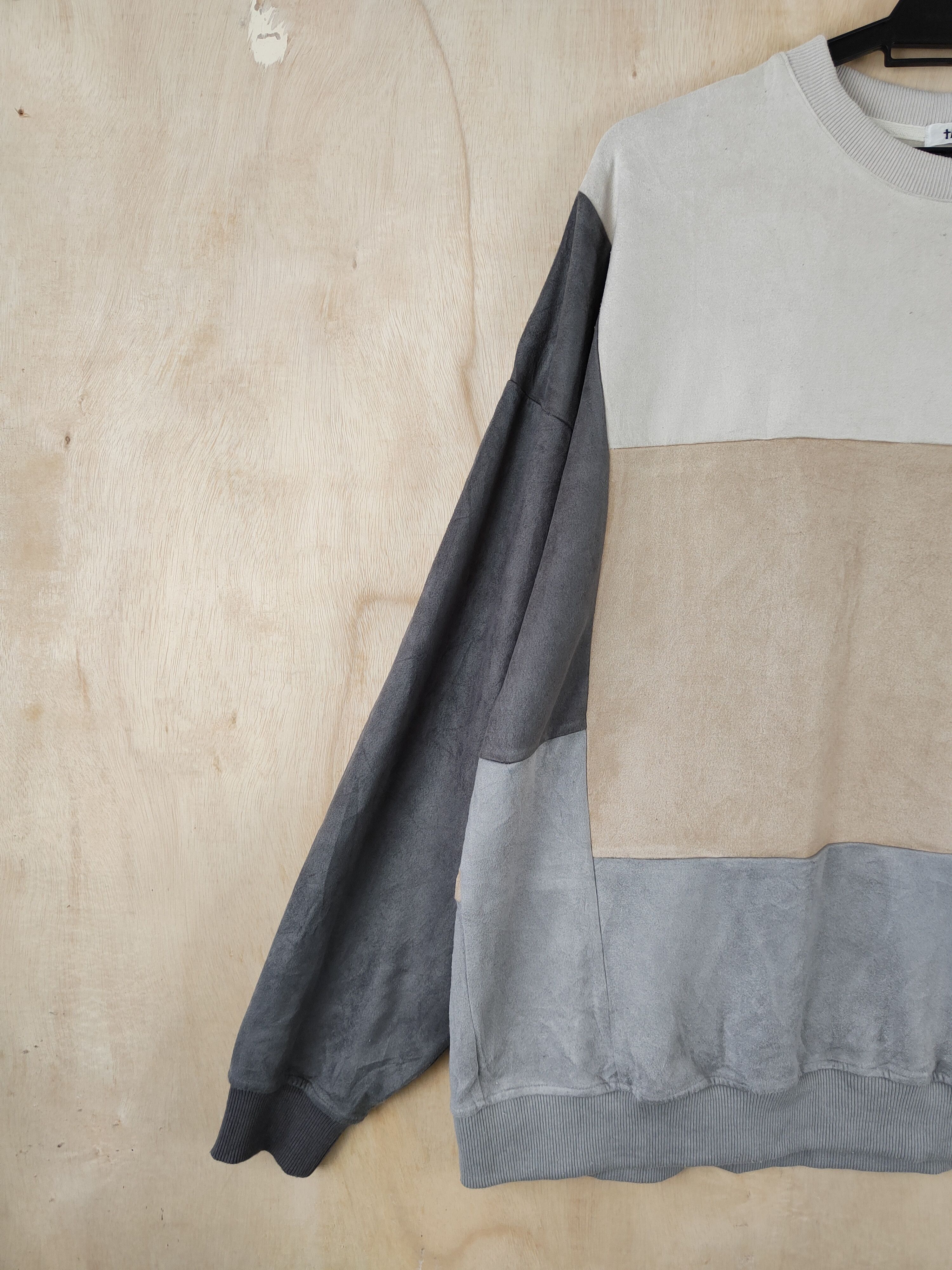 Japanese Brand Takeo Kikuchi Gray Brown patchwork Sweatshirts #S2561 Size US L / EU 52-54 / 3 - 3 Thumbnail