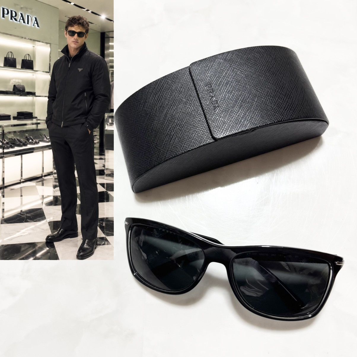 Prada Authentic Prada Side Logo Sunglasses, Black/Silver Size ONE SIZE - 1 Thumbnail