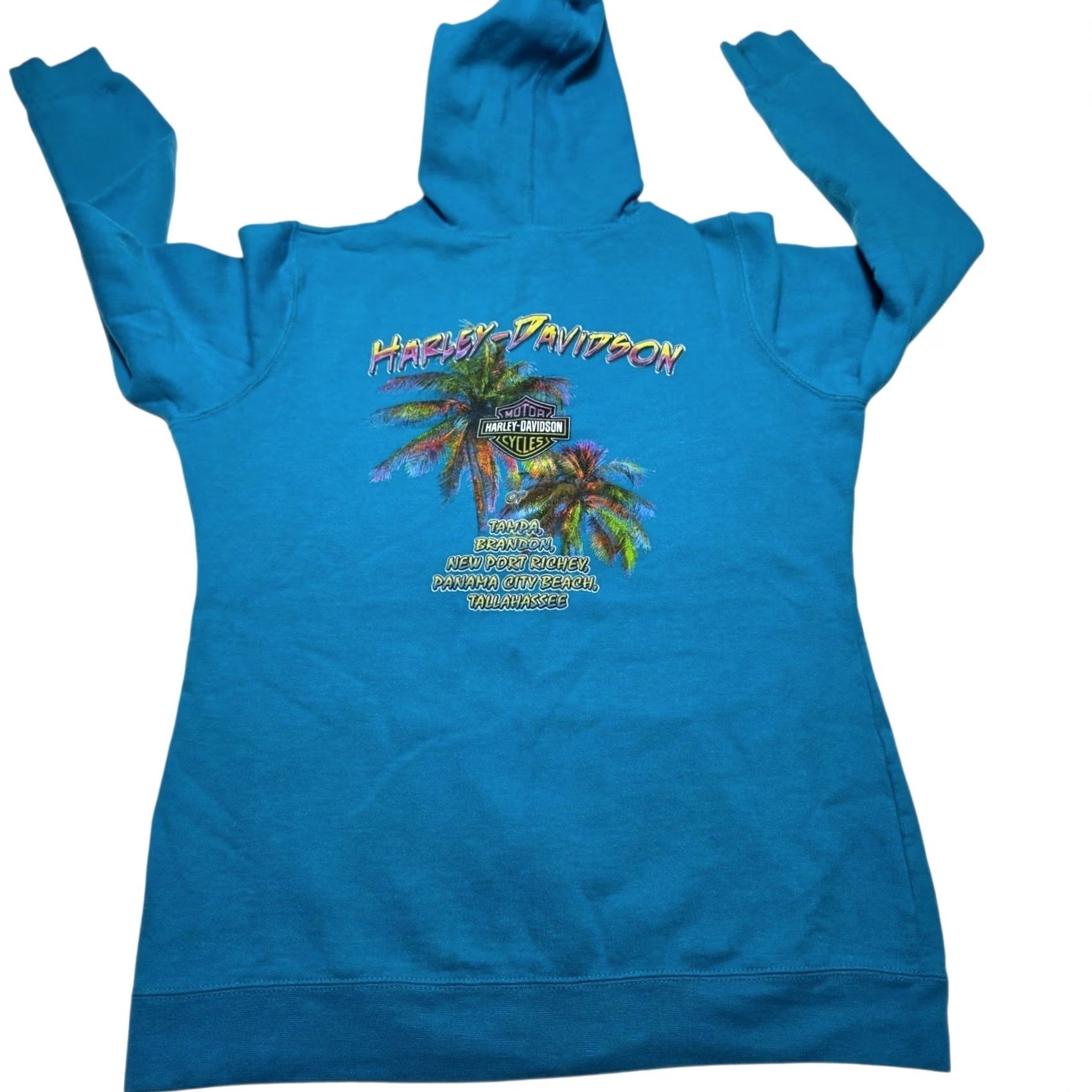 Harley Davidson Harley-Davidson Florida Women Turquoise Aqua Sweatshirt Pullover Hoodie Medium Blue Pullover Sweatshirt Womens Regular M Aqua Turquoise Vintage? No Size M / US 6-8 / IT 42-44 - 2 Thumbnail