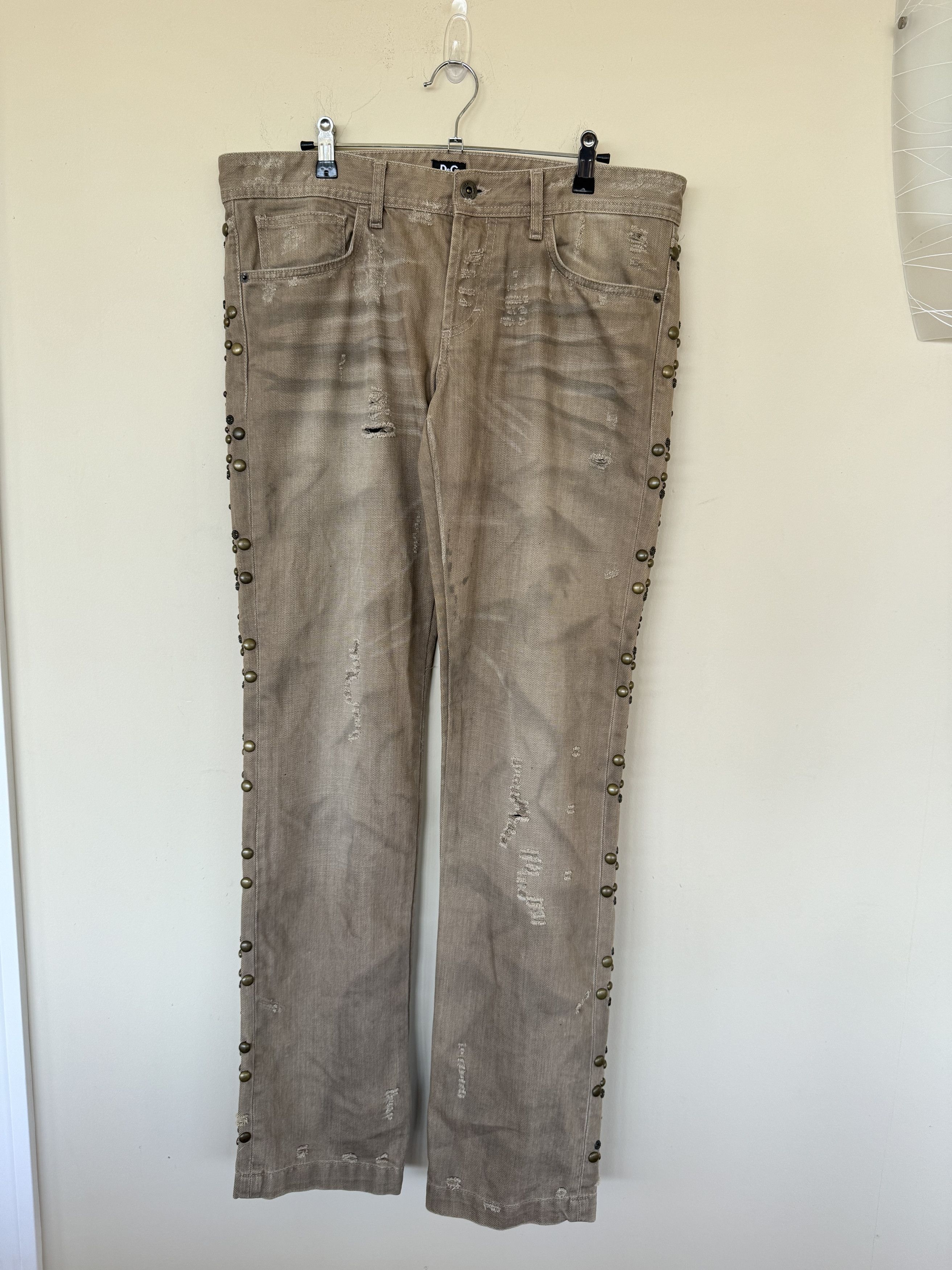 image of Dolce Gabbana Vintage Studded Dolce & Gabbana Denim in Brown, Men's (Size 33)