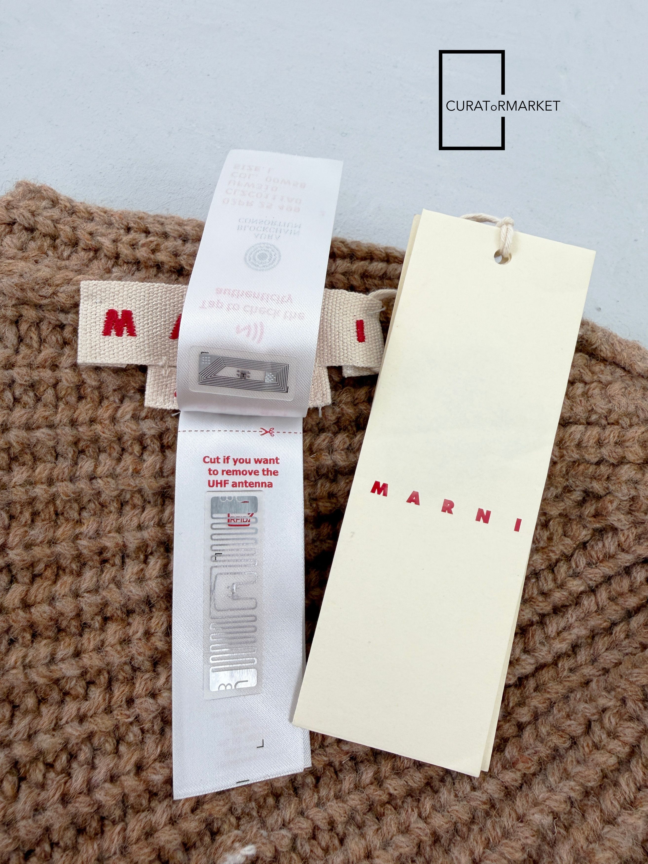 Marni L Distressed Embroidered Fisherman Shetland Wool Beanie FW25 Size ONE SIZE - 7 Thumbnail