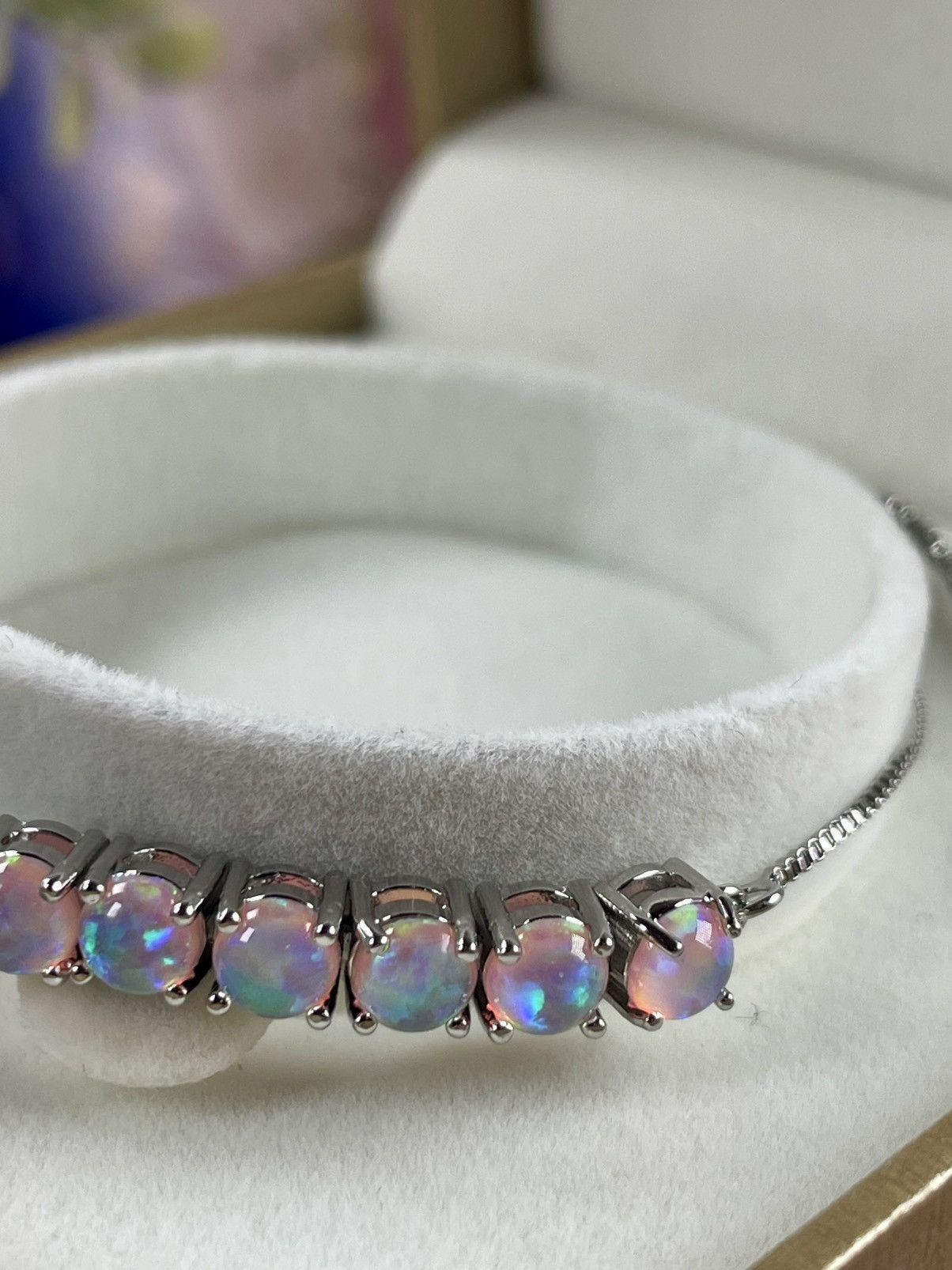 Other Genuine Ethiopian OPAL 14k White Gold plated Bolo Bracelet Size ONE SIZE - 7 Thumbnail