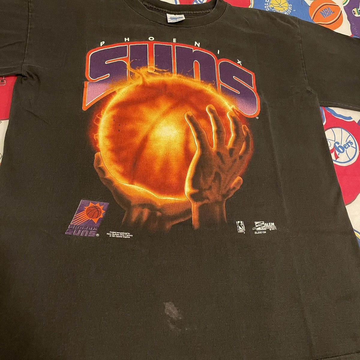 NBA × Salem Sportswear × Vintage Vintage 1991 NBA Phoenix Suns Flame Graphic Basketball Tee Size US L / EU 52-54 / 3 - 3 Thumbnail