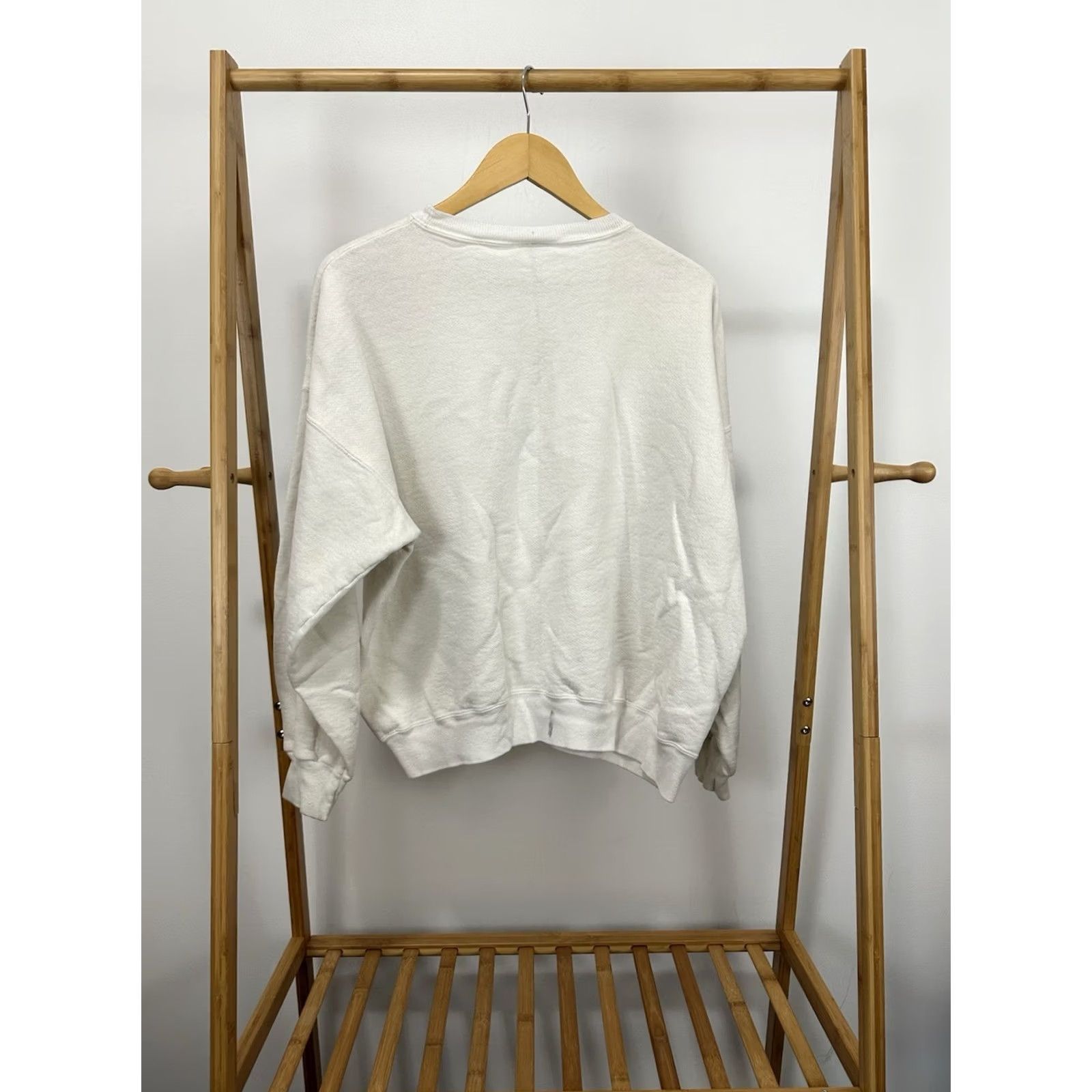 Vintage VTG Worn Cotton Boxy Crewneck Sweatshirt L White Men Sweatshirt Size L Pullover Distressing Yellowing Wear Size US L / EU 52-54 / 3 - 2 Thumbnail
