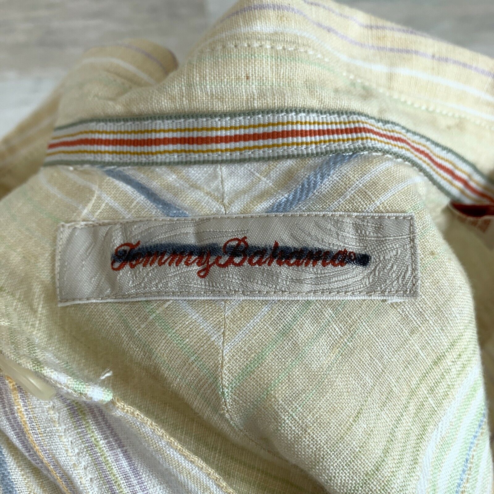 Tommy Bahama Tommy Bahama Linen Camp Shirt Yellow Striped Mens Large Size US L / EU 52-54 / 3 - 5 Thumbnail