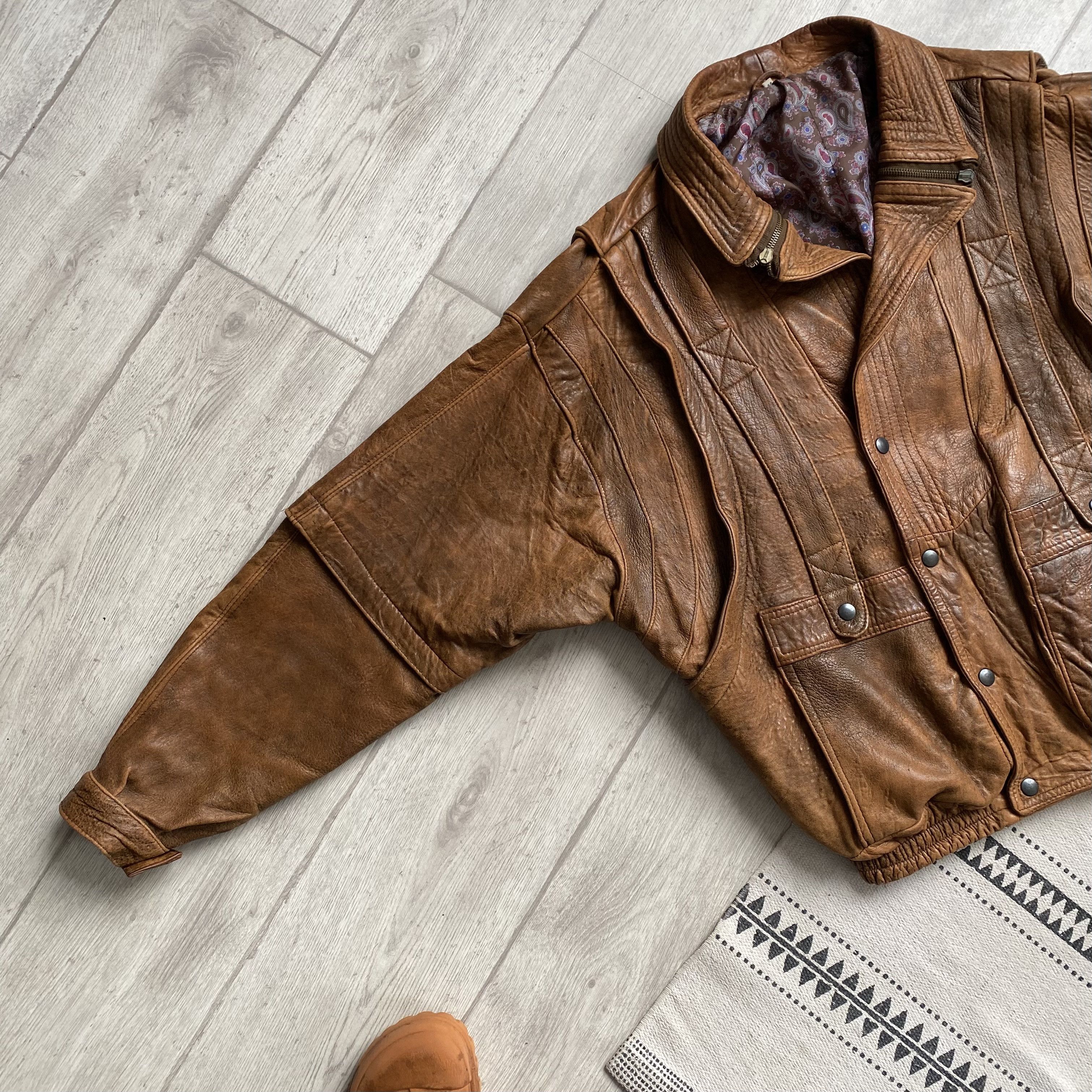 Genuine Leather Vintage 80s Leather Bomber Aviator Flight jacket Top Gun Size US M / EU 48-50 / 2 - 9 Thumbnail