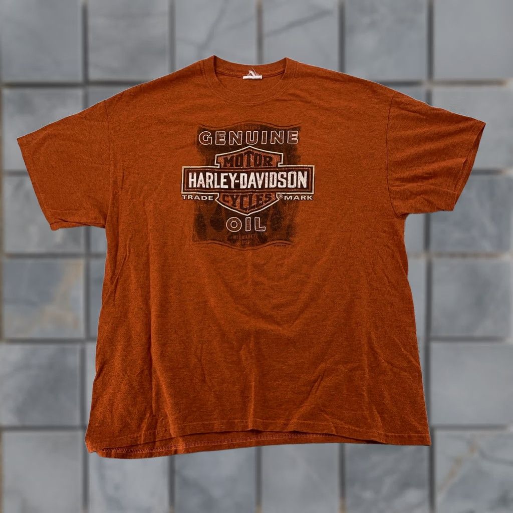 Harley Davidson Harley-Davidson Genuine Oil Shirt Orange Large Massachusetts Motorcycle Biker Shirt Mens L Graphic Print Short Sleeve Crew Neck Size US L / EU 52-54 / 3 - 1 Thumbnail
