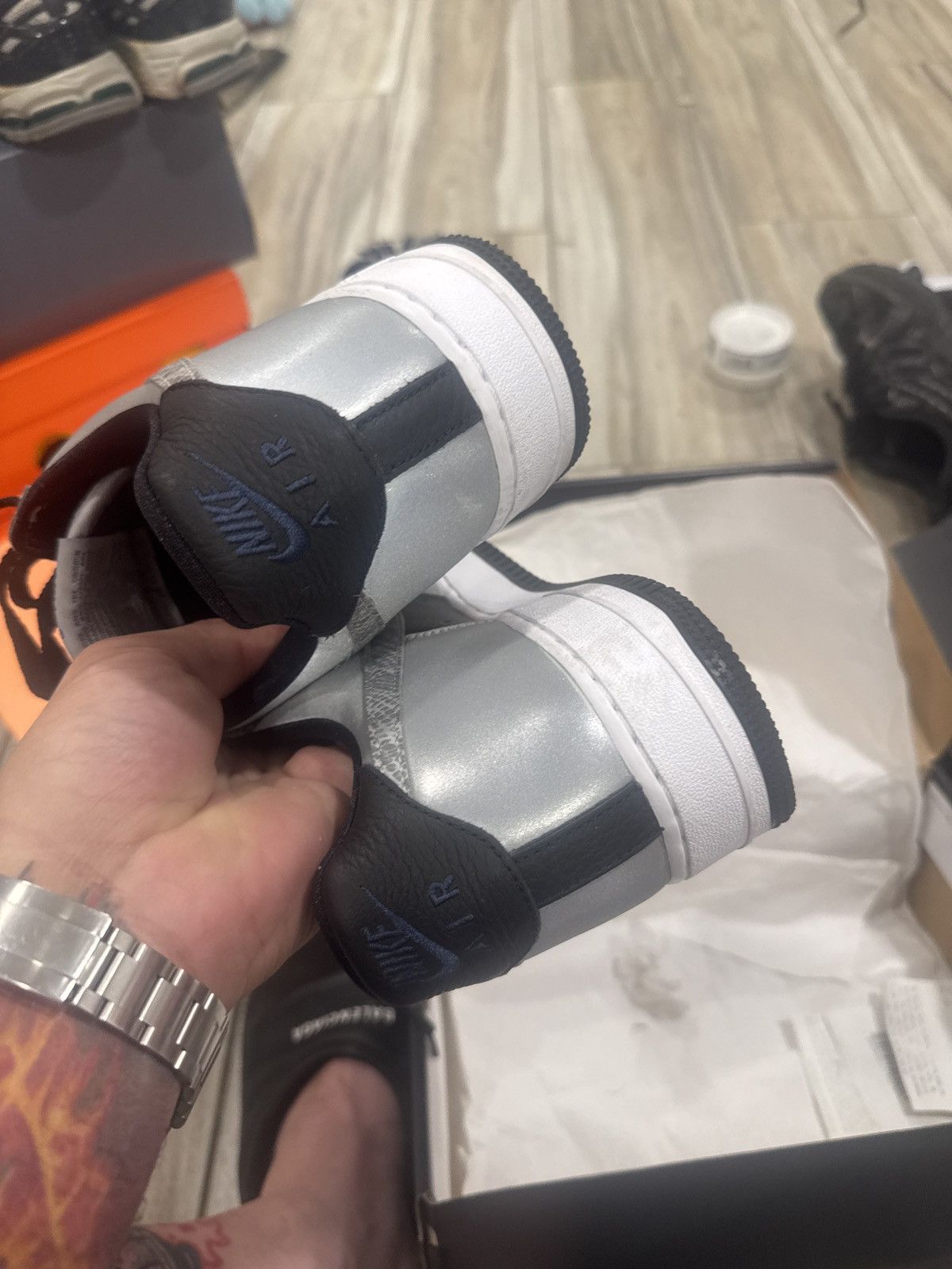 Nike af1 black silver Size US 11 / EU 44 - 4 Thumbnail