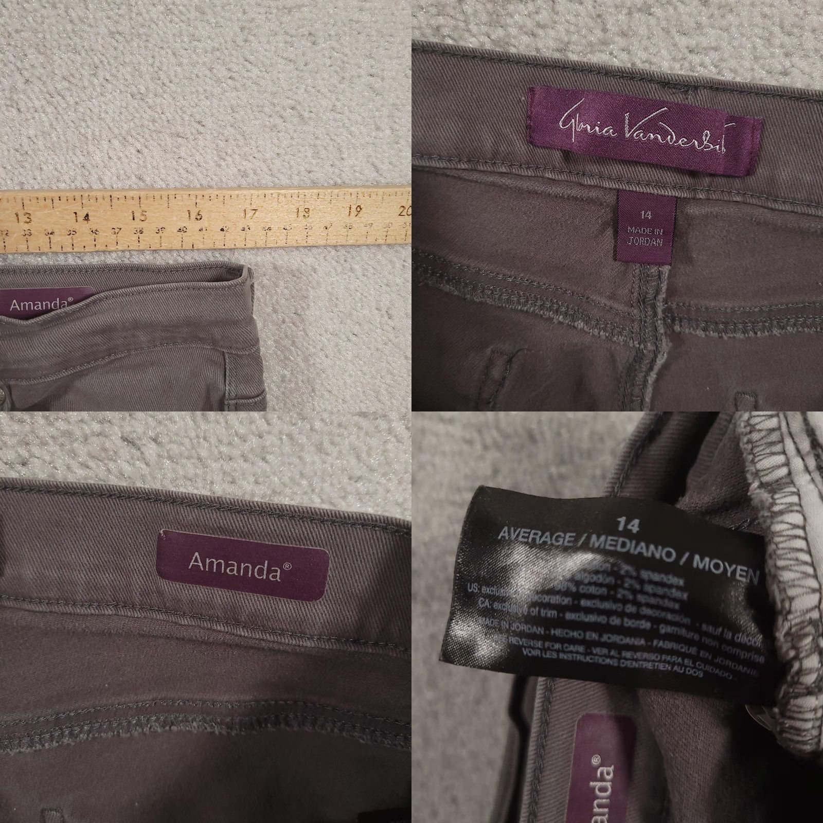 Gloria Vanderbilt VINTAGE Gloria Vanderbilt Jeans Womens 14 Gray Amanda Stretch High Rise Classic Denim Tapered Zip 5-Pocket Womens Size 36" / US 14 / IT 50 - 8 Thumbnail