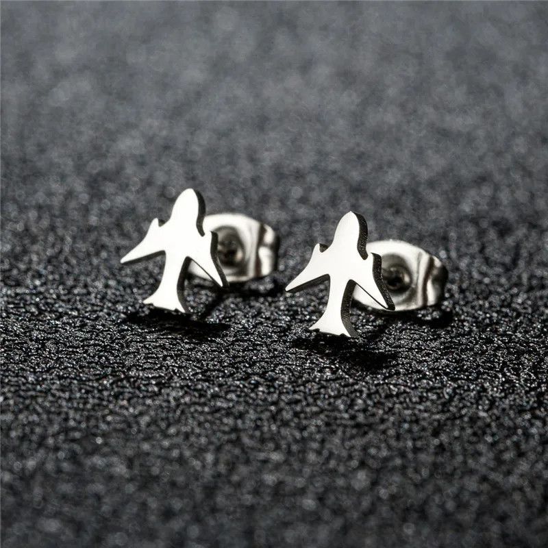 Jewelry Plane Mini Stud Earrings Charm Earring Gift Size ONE SIZE - 2 Thumbnail