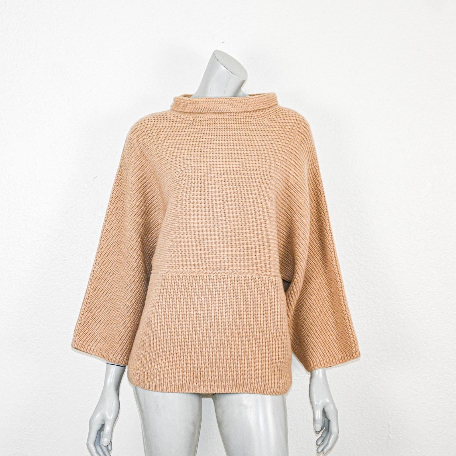 St. John ST. JOHN Medium 100% Cashmere Mock Neck Sweater Beige knit Size M / US 6-8 / IT 42-44 - 2 Thumbnail