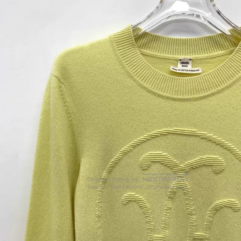Hermes Hermes Light Yellow Jacquard Cashmere Crew-neck Long-sleev Size XS / US 0-2 / IT 36-38 - 3 Thumbnail