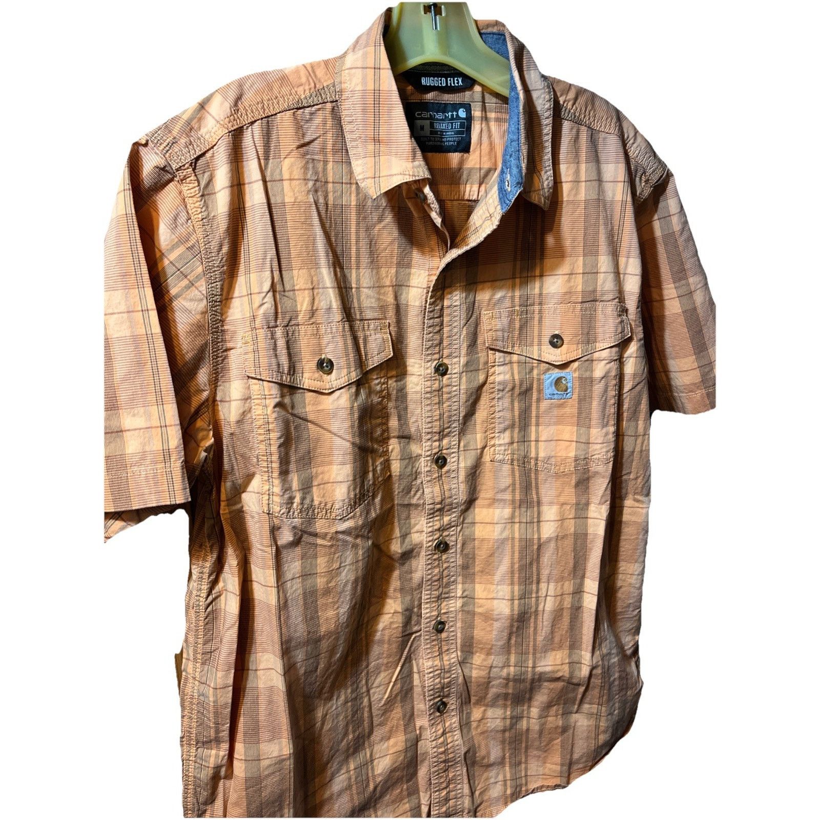 Carhartt Carhartt Shirt Mens M Orange Plaid Rugged Flex SS Hiking Size US M / EU 48-50 / 2 - 1 Thumbnail