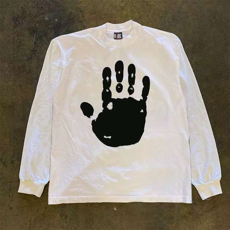 Japanese Brand White retro palm print long-sleeved t-shirt Size US M / EU 48-50 / 2 - 1 Thumbnail