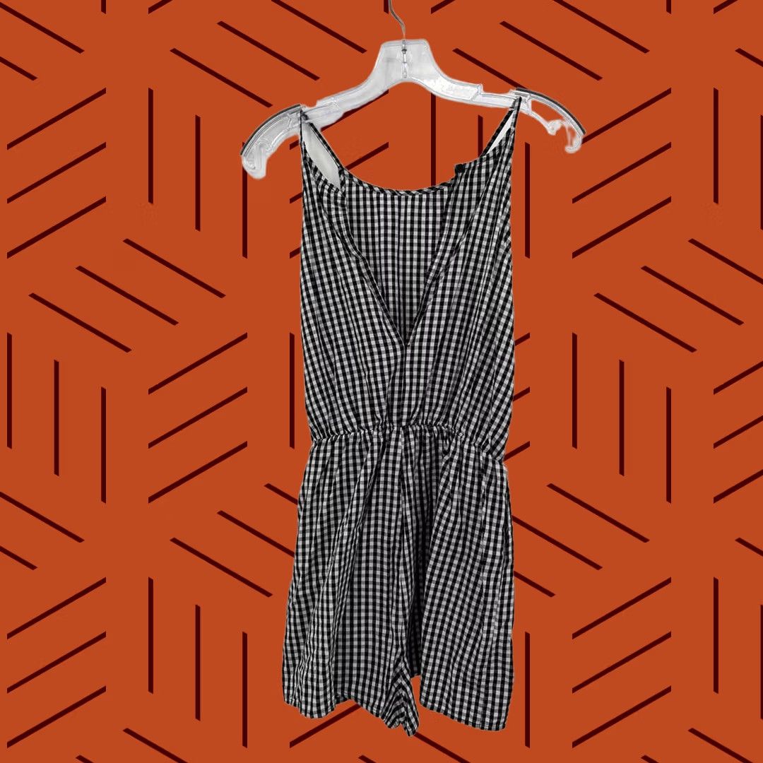 Vintage Pre-Owned Soprano Black Size Small Sleeveless Romper Gingham Shirt? Size 28" / US 6 / IT 42 - 1 Thumbnail