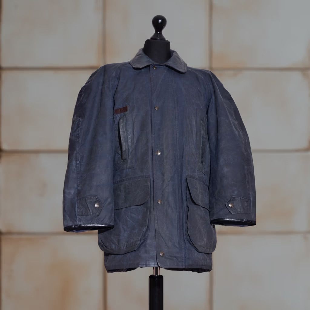 Belstaff VINTAGE Belstaff Waxed Leather Trim Jacket Mens M Shooting Coat 80s Blue Waxed Cotton Hunting Casual Travel Size US M / EU 48-50 / 2 - 1 Thumbnail