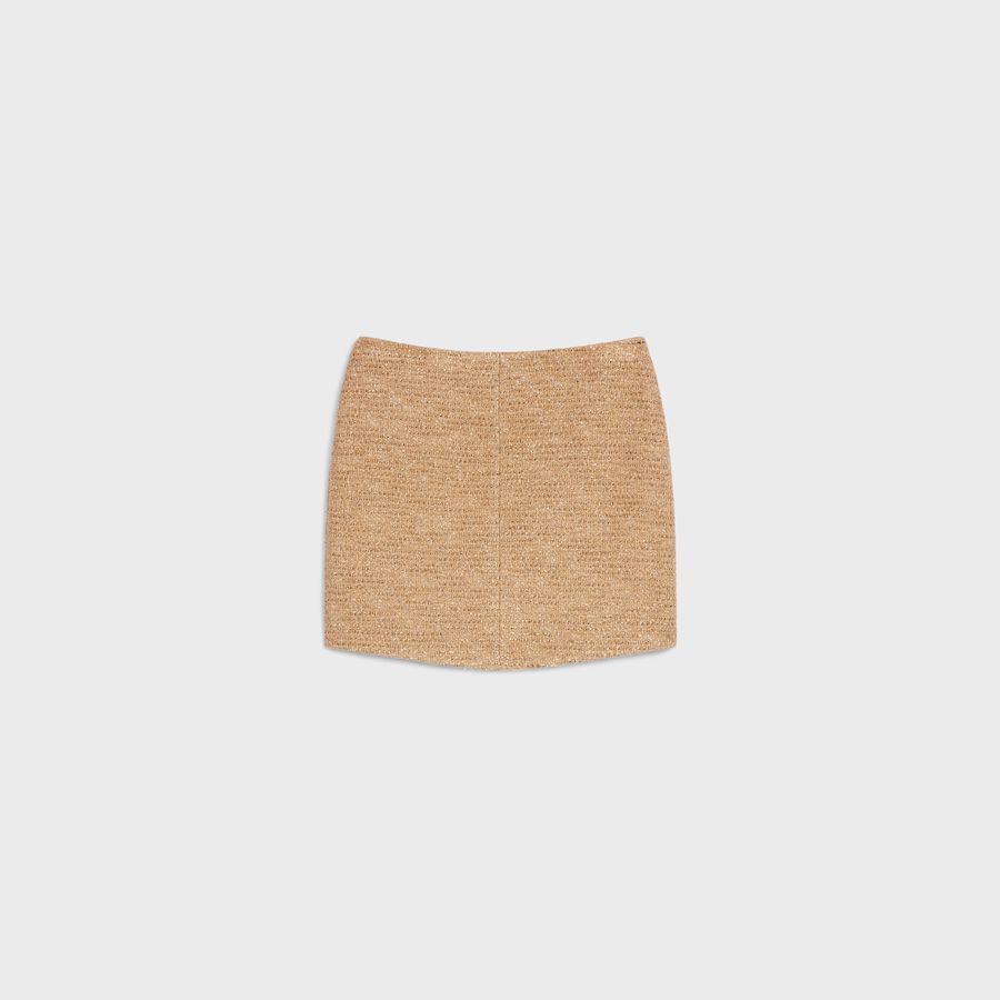 Celine o1loc1c1124 Mini Skirt In Lurex Natte in Or/Noir Size 28" / US 6 / IT 42 - 1 Thumbnail