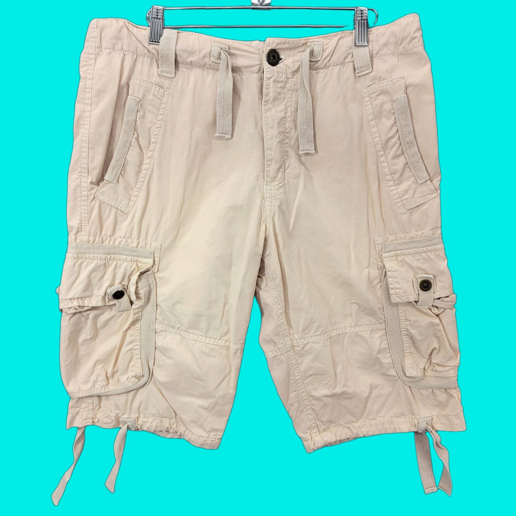 Ring Of Fire Ring Of Fire Khaki Cargo Shorts 32 Beige Mens Baggy Y2K Vintage Style Casual Shorts Size US 32 / EU 48 - 1 Thumbnail