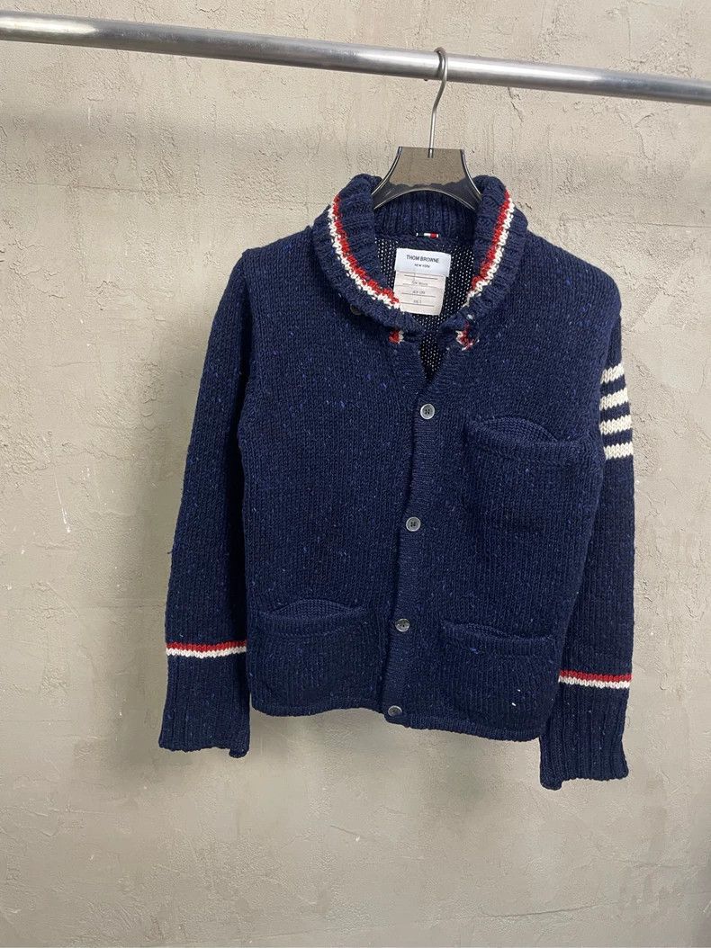 Thom Browne Thom Browne Blue and green colored woolen cardigan Size US XS / EU 42 / 0 - 1 Thumbnail