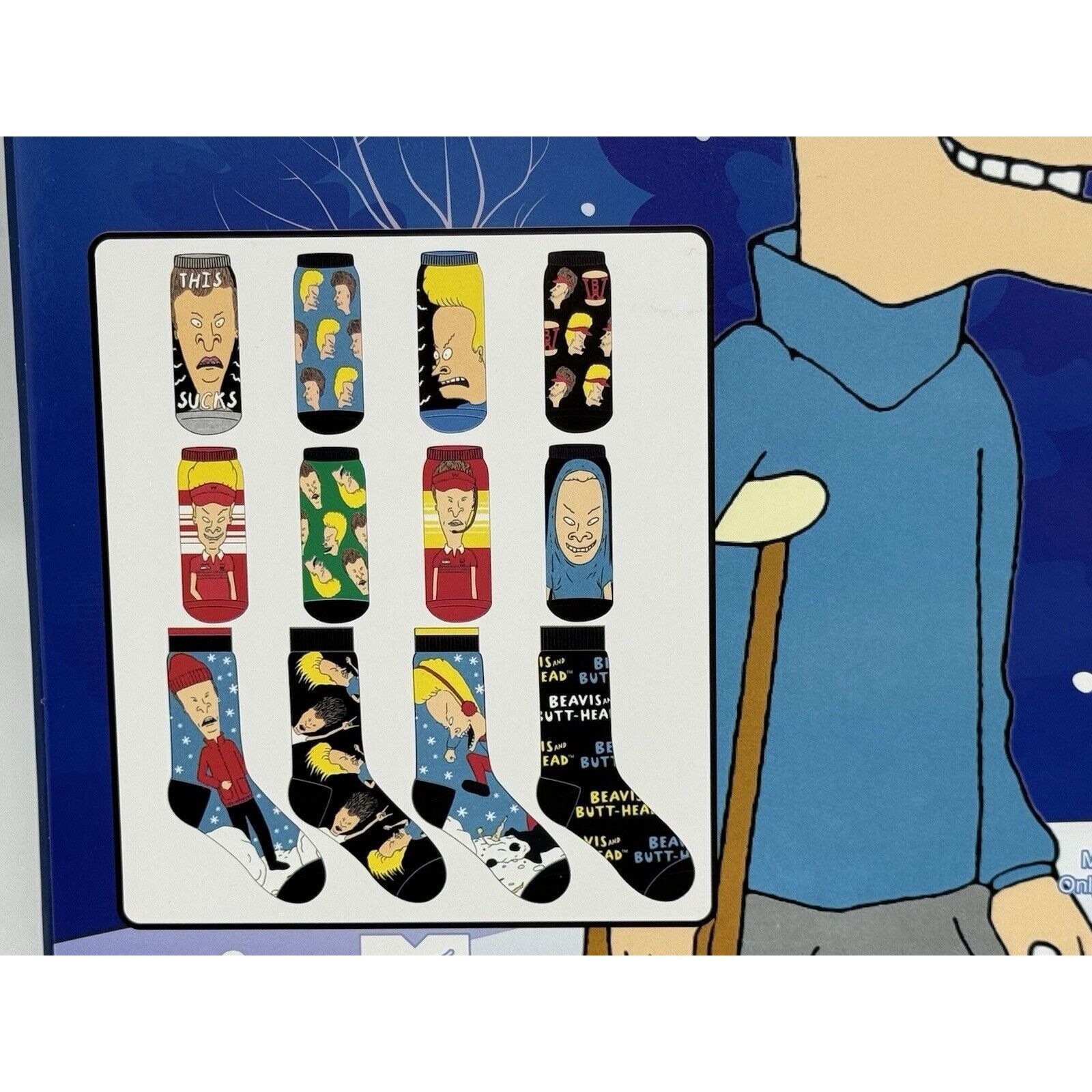 Mtv BEAVIS and BUTT-HEAD SOCKS 12 DAYS OF SOCKS Christmas Size ONE SIZE - 4 Thumbnail