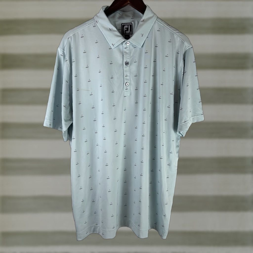 Footjoy FootJoy Polo Shirt Mens XL Blue Hole in One Athletic Fit Performance Golf Shirt Polo Mens XL Blue FootJoy Athletic Short Sleeve Breathable Quick Dry Size US XL / EU 56 / 4 - 1 Thumbnail