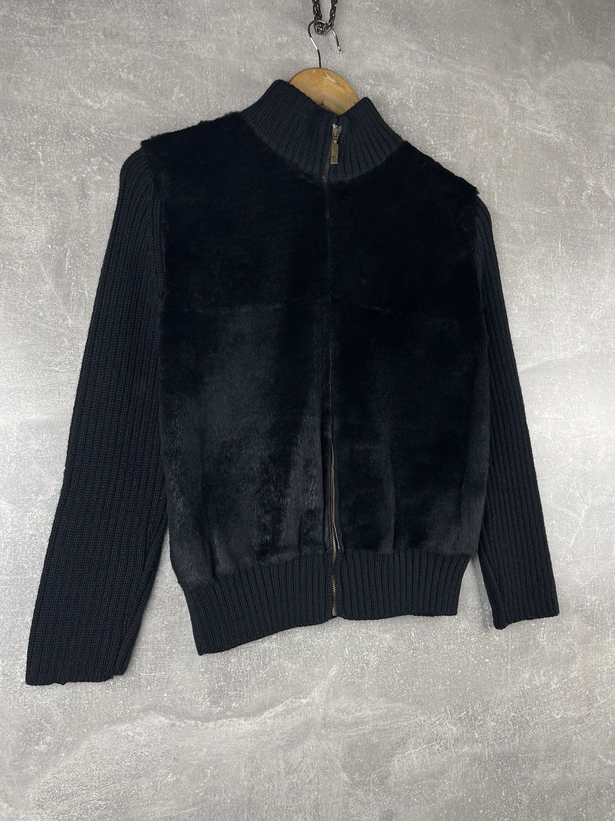 Moncler Moncler Rare 00s Wool Knit Jacket Pony Hair Panel Black Tag Size M / US 6-8 / IT 42-44 - 3 Thumbnail