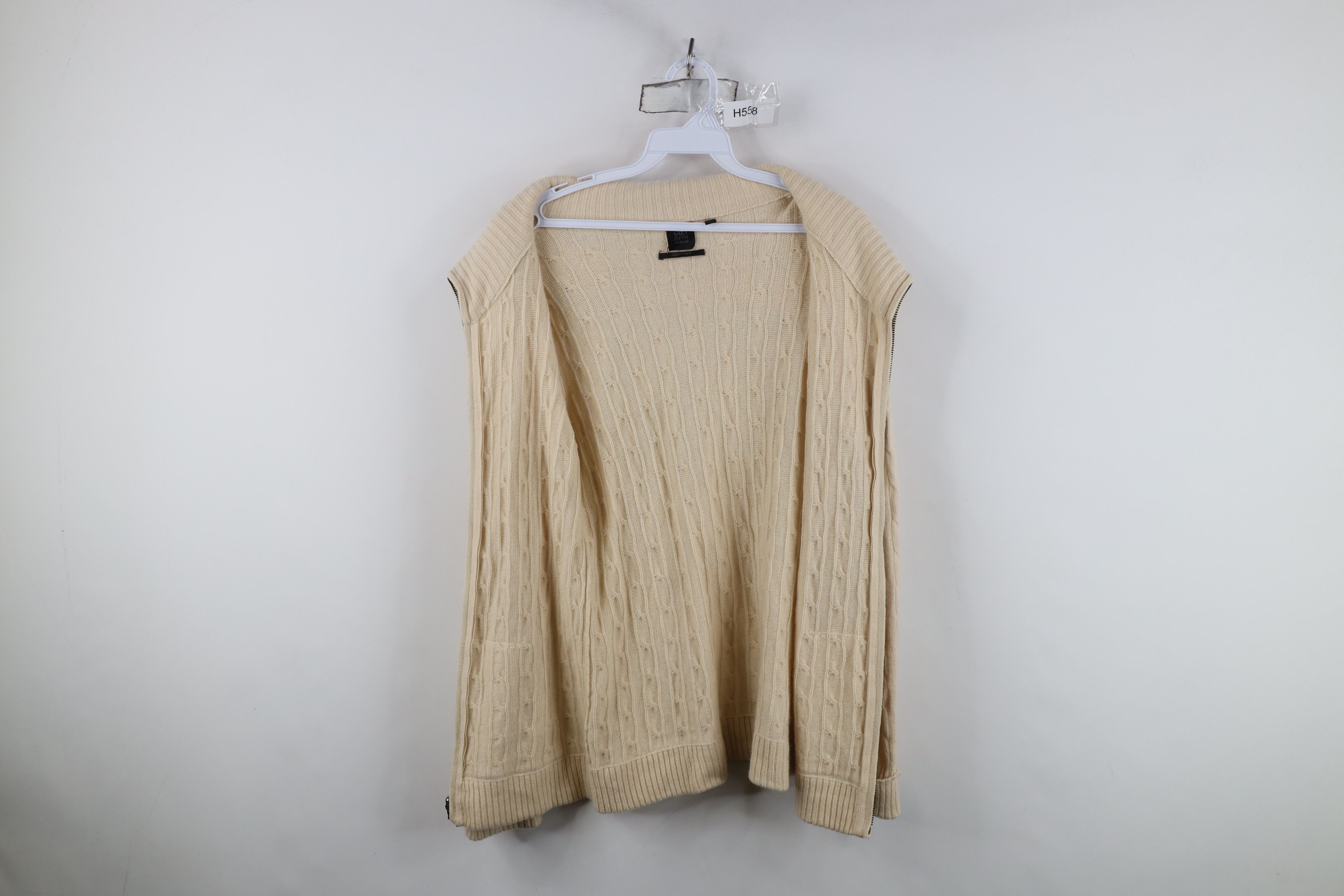Vintage Vintage Y2K Saks Fifth Avenue Cashmere Cable Zip Sweater Size L / US 10 / IT 46 - 7 Thumbnail