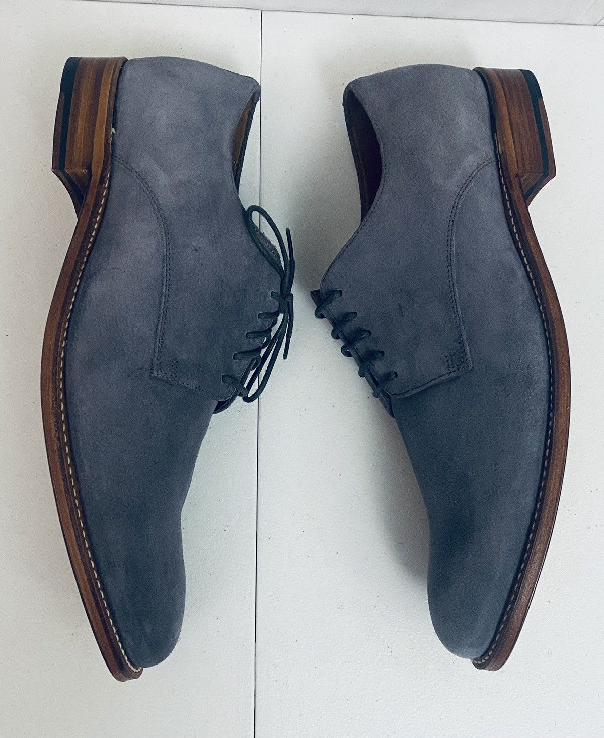 Grenson Grenson 🏴󠁧󠁢󠁥󠁮󠁧󠁿 Blue Suede Leather Burnished Finnegan Derby 10 NIB Size US 10 / EU 43 - 3 Thumbnail