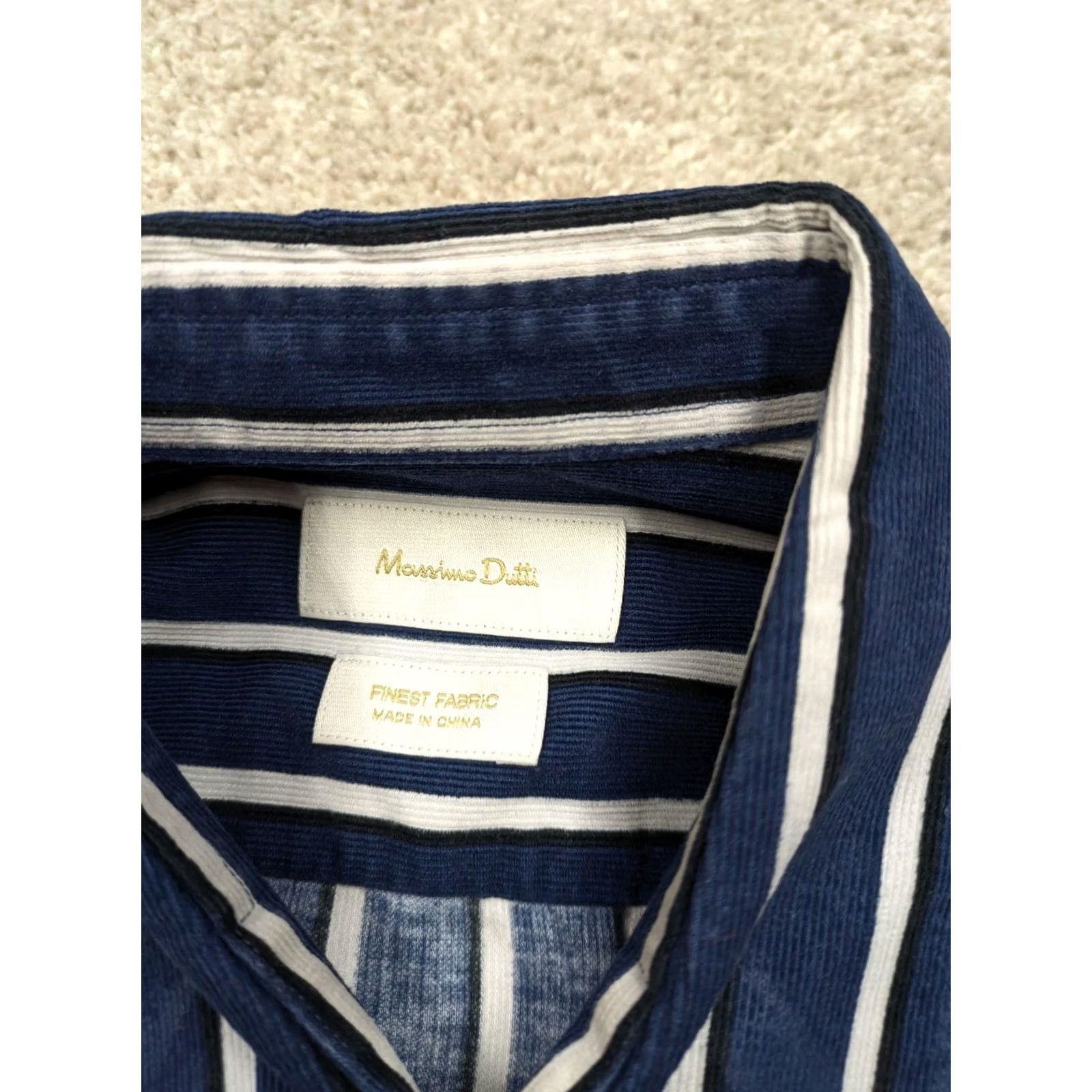 Massimo Dutti Massimo Dutti Mens Medium Blue Stripe Button Front Long Sleeve Shirt Size US M / EU 48-50 / 2 - 5 Thumbnail