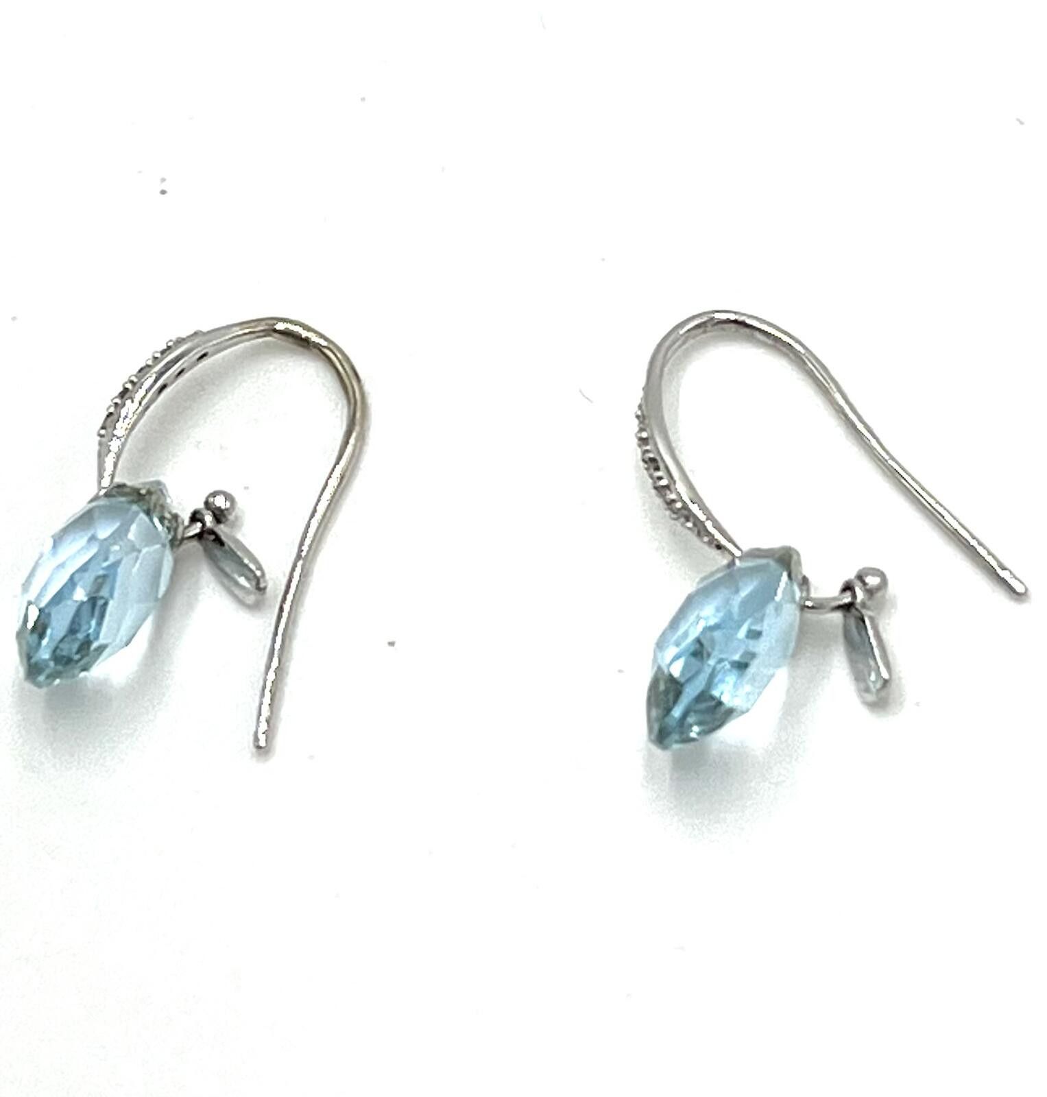 Other 14K White Gold Faceted Topaz Diamond Teardrop Earrings Size ONE SIZE - 5 Thumbnail