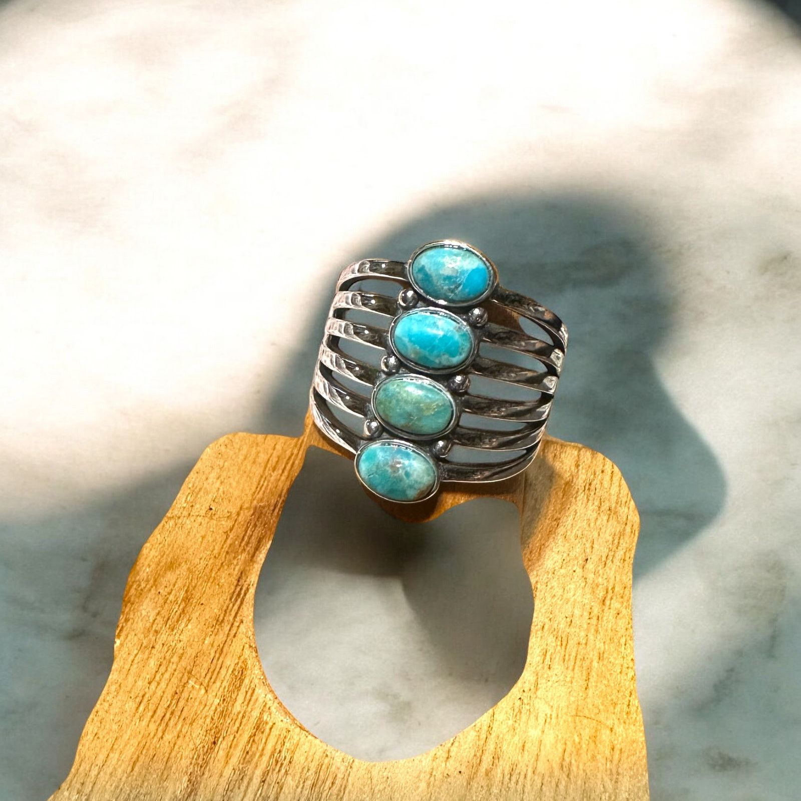 The Unbranded Brand Sterling Silver Genuine Turquoise Ring Size ONE SIZE - 6 Thumbnail