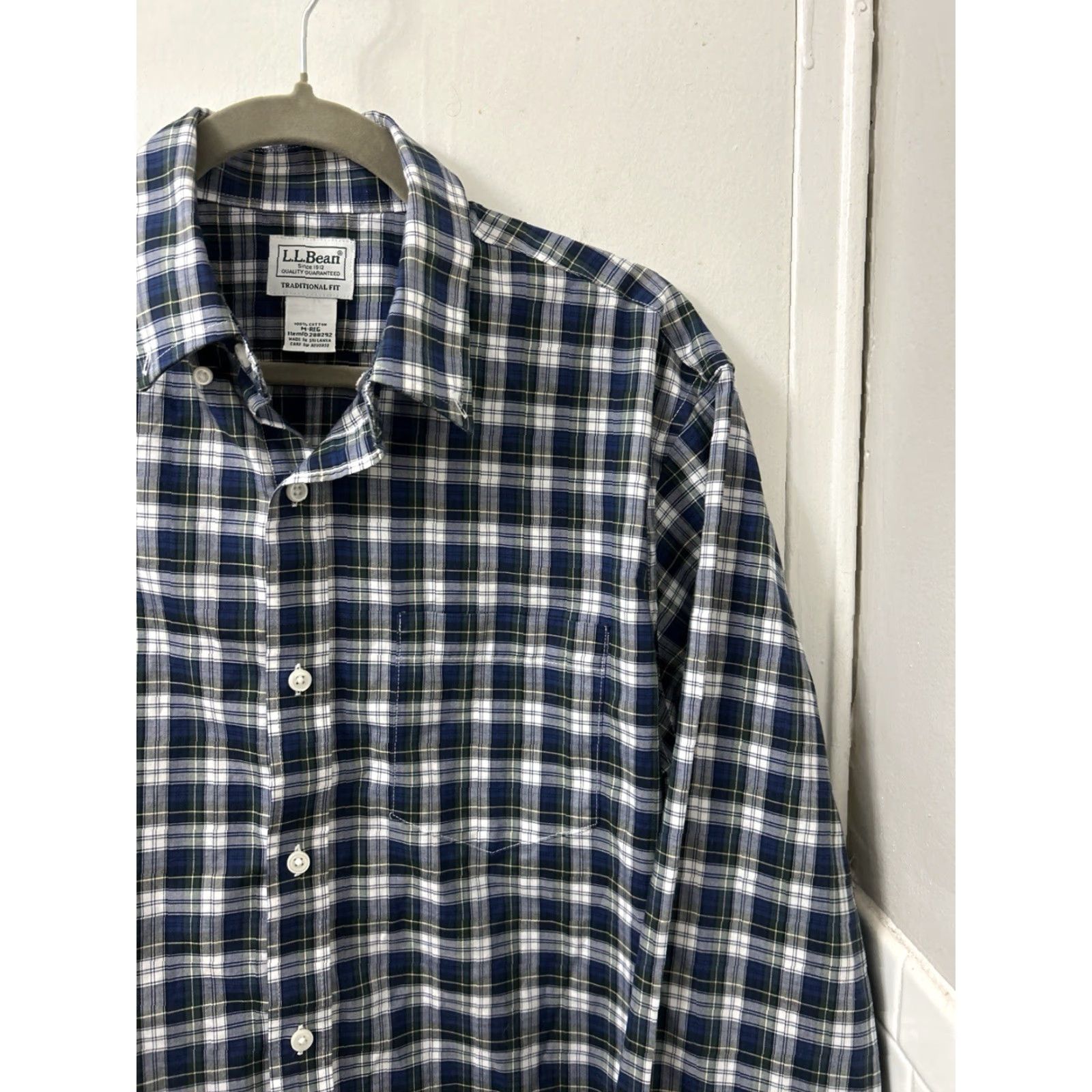 Vintage L.L. Bean Kennebunk Sport Shirt Mens M Blue Oxford Button-Down Casual Workwear Plaid Cotton 100% Size US M / EU 48-50 / 2 - 4 Thumbnail