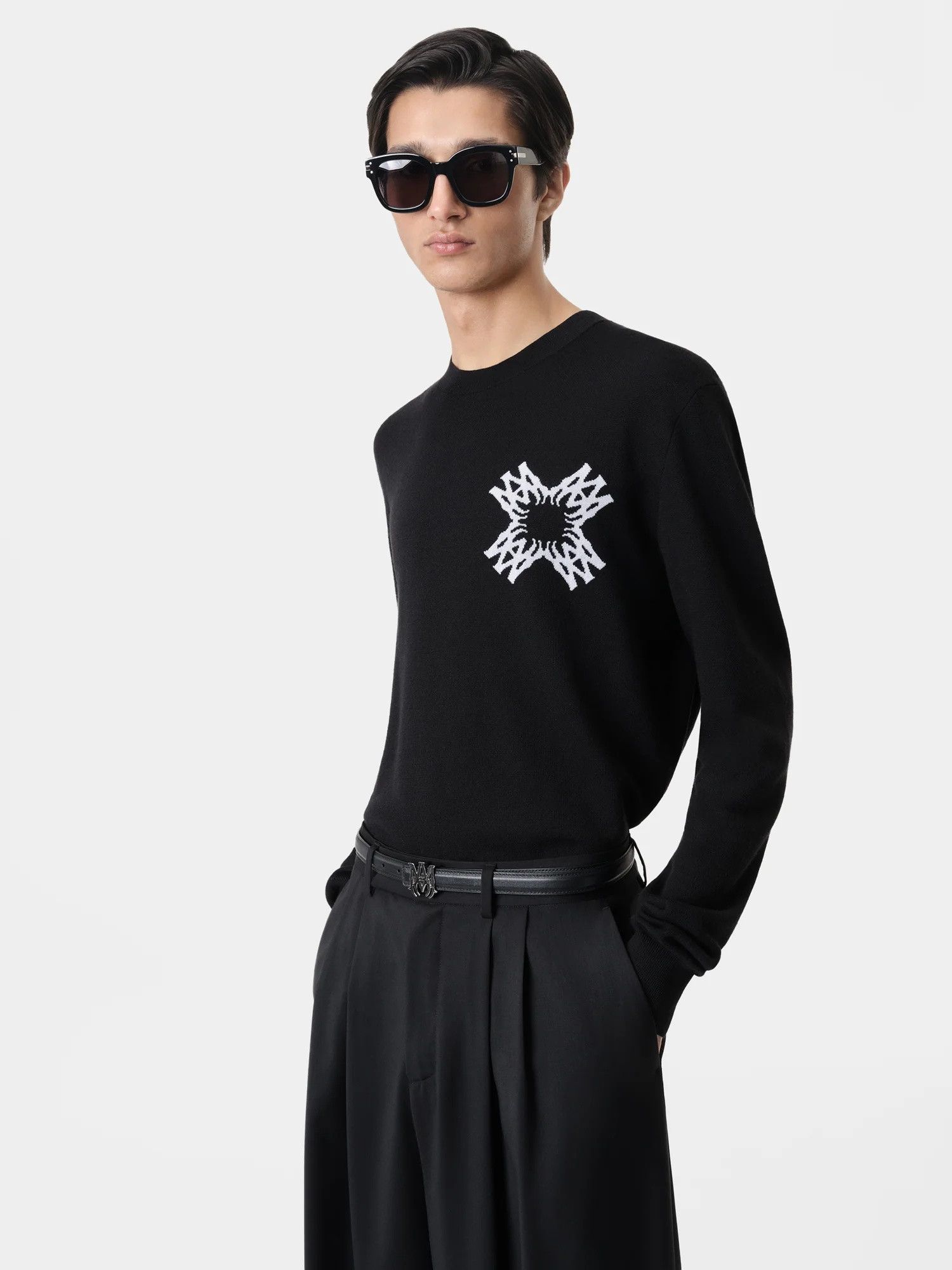 Amiri o1orln1125 MA Quad Crewneck Sweater in Black Size US S / EU 44-46 / 1 - 3 Thumbnail