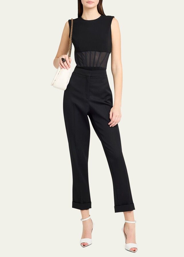 Alexander McQueen o1y0325 Bodysuit in Black Size M / US 6-8 / IT 42-44 - 2 Thumbnail