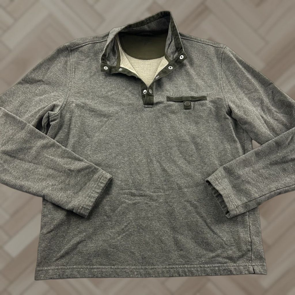 UNTUCKit UNTUCKit Parkson Pullover Jacket Mens Large Gray Green Snap Button Cotton Blend Shirt/Jacket Size US L / EU 52-54 / 3 - 1 Thumbnail