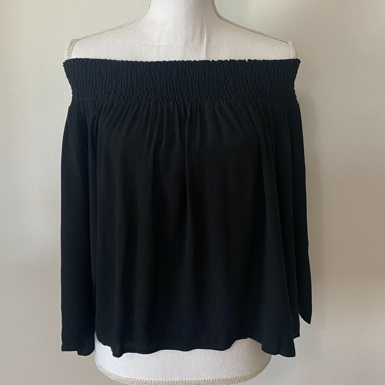 Aritzia Aritzia Talula Marcilly Off Shoulder Black Top Bell Sleeve S Size S / US 4 / IT 40 - 1 Thumbnail