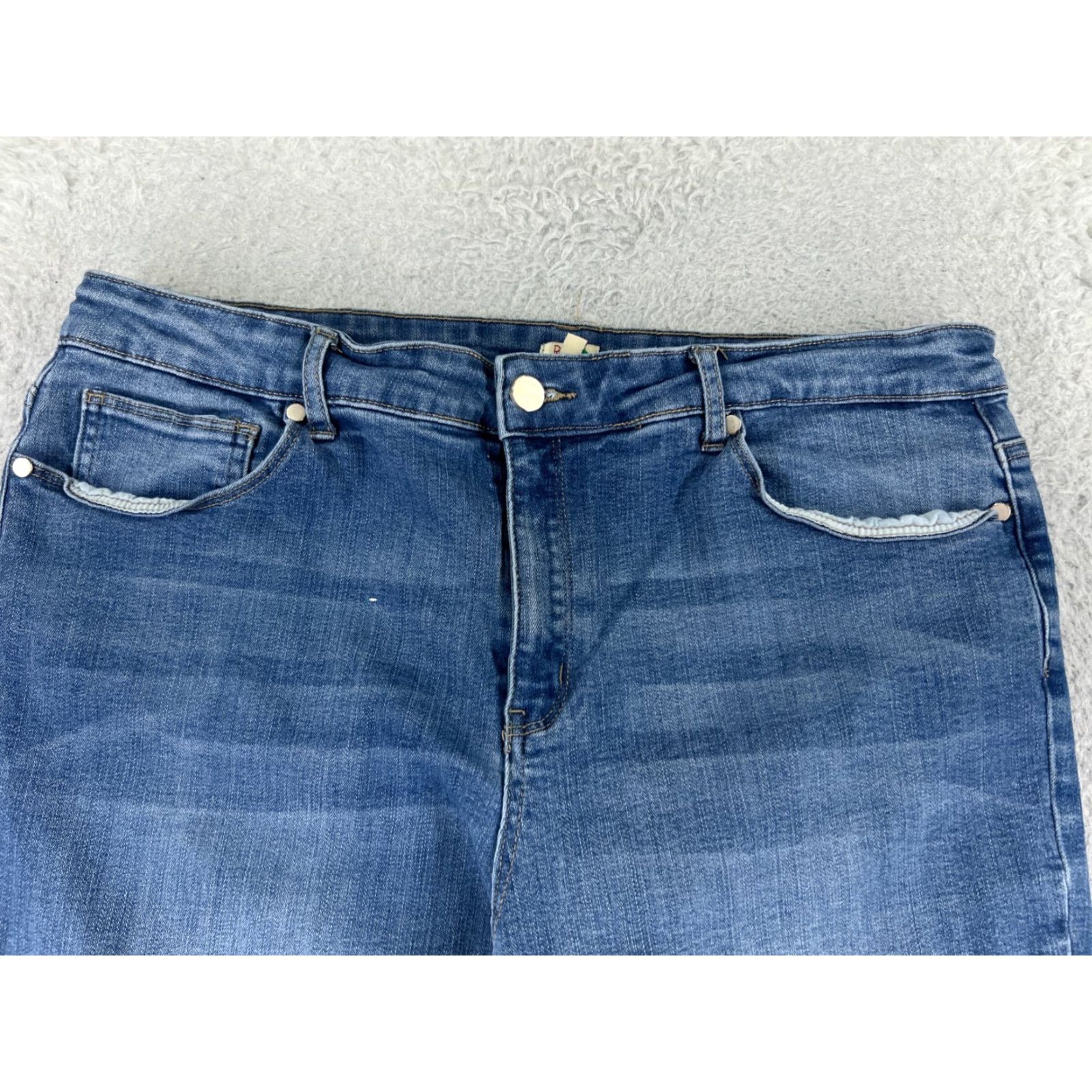 Denime Reba Jeans Womens 16W Blue Denim Skinny Straight Leg Mid Rise 31x28 Casual Size 38" / US 16 / IT 52 - 4 Thumbnail