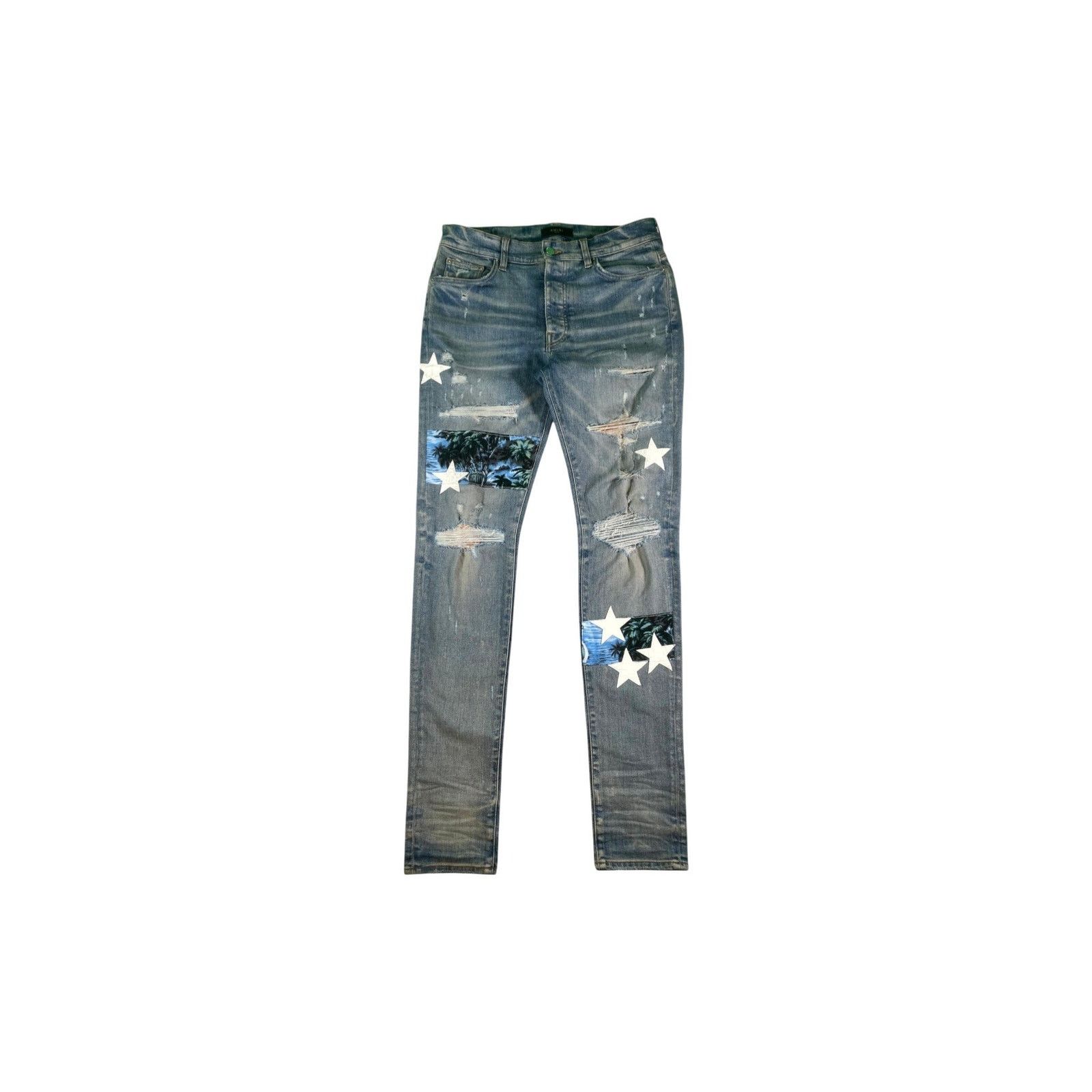 Amiri Amiri "Star Hawaii Patchwork" Light Wash Jeans Size US 34 / EU 50 - 1 Thumbnail
