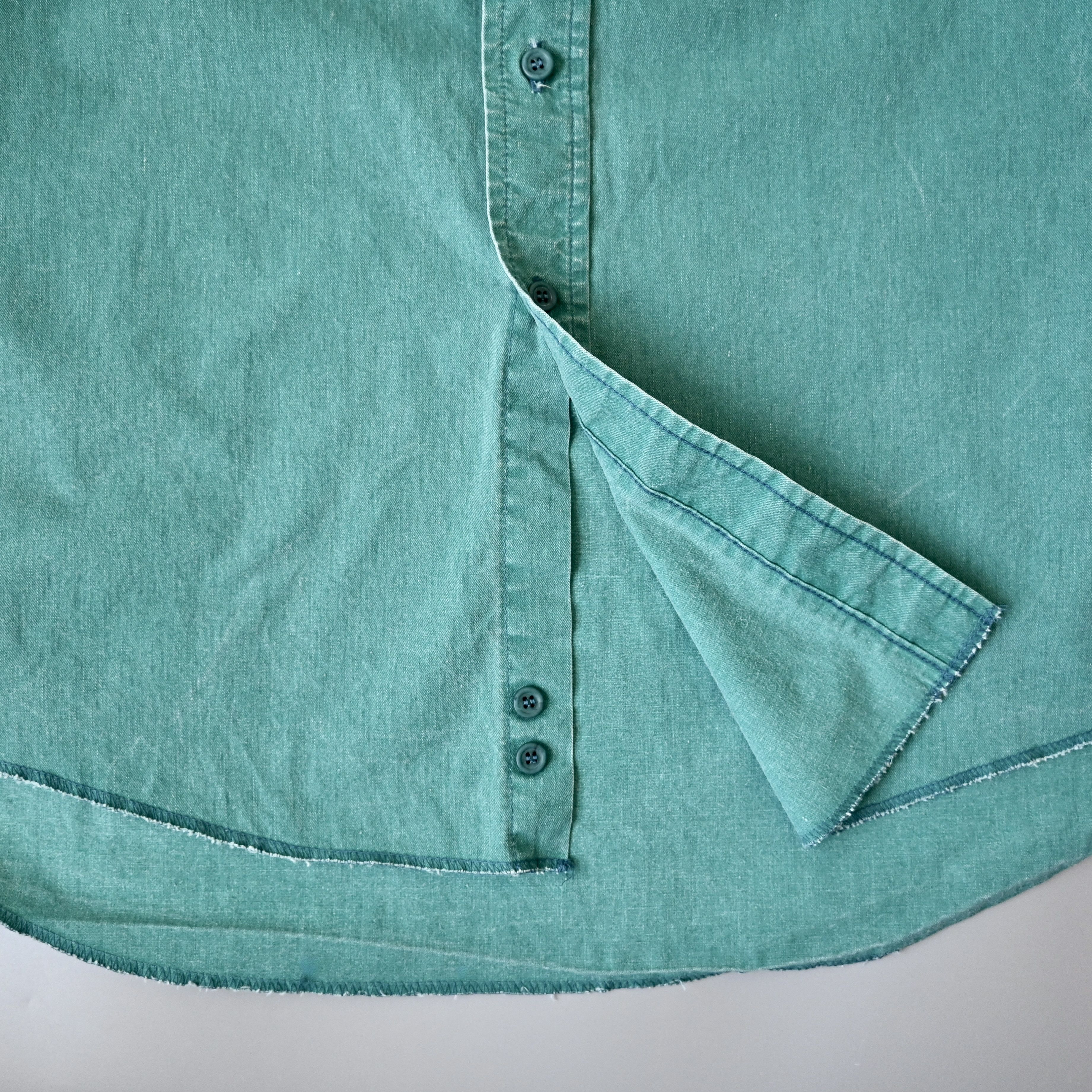 Vintage VTG 90s Wrangler brushpopper shirt solid emerald 16 - 35 Size US L / EU 52-54 / 3 - 9 Thumbnail