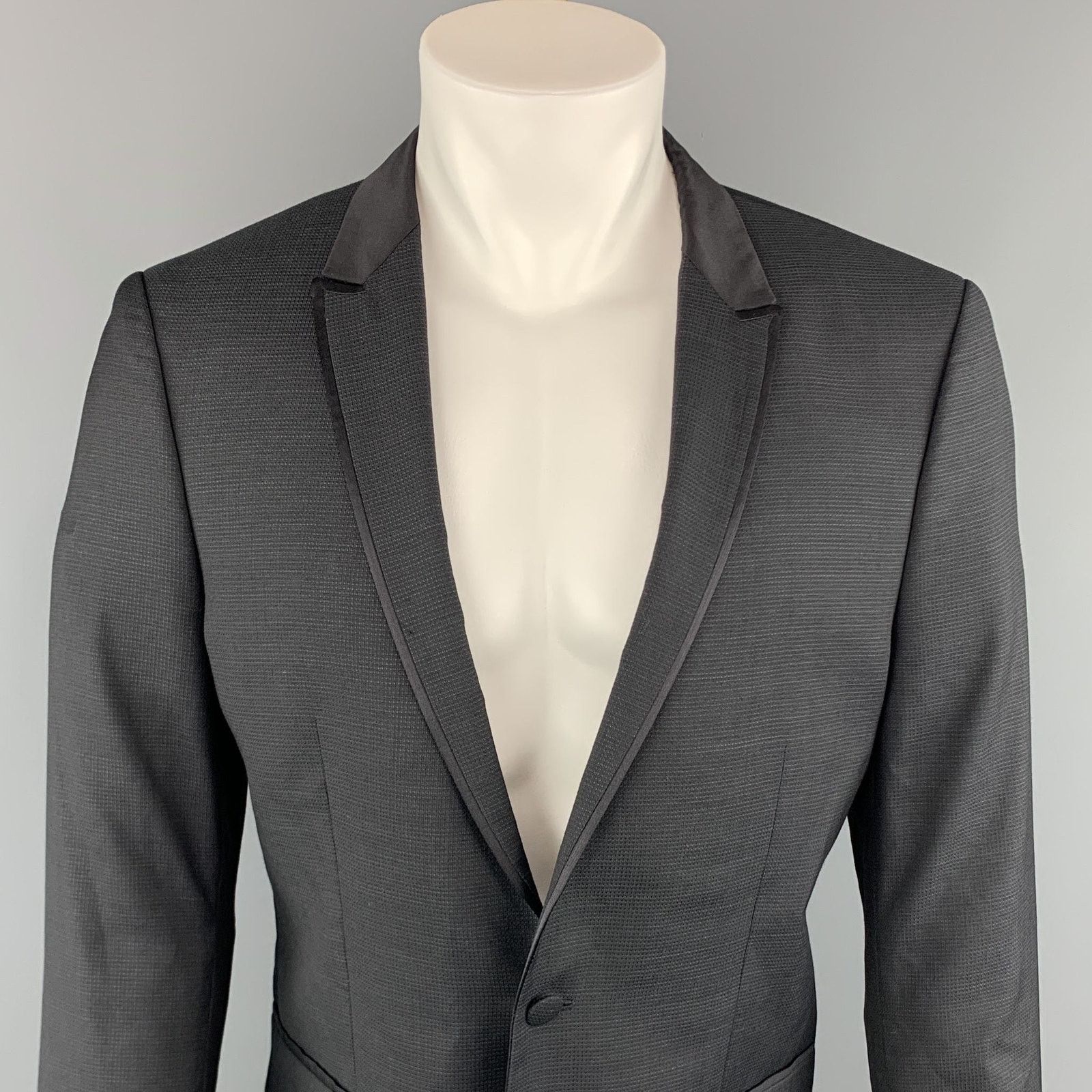 The Kooples THE KOOPLES Black Wool Peak Lapel Sport Coat 42 Size 42R - 2 Thumbnail