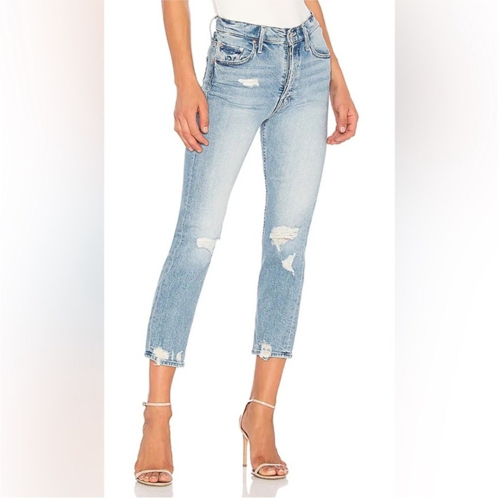 MOTHER MOTHER $258 The Tomcat Distressed Straight Leg Jeans size 32 Size 32" / US 10 / IT 46 - 6 Thumbnail