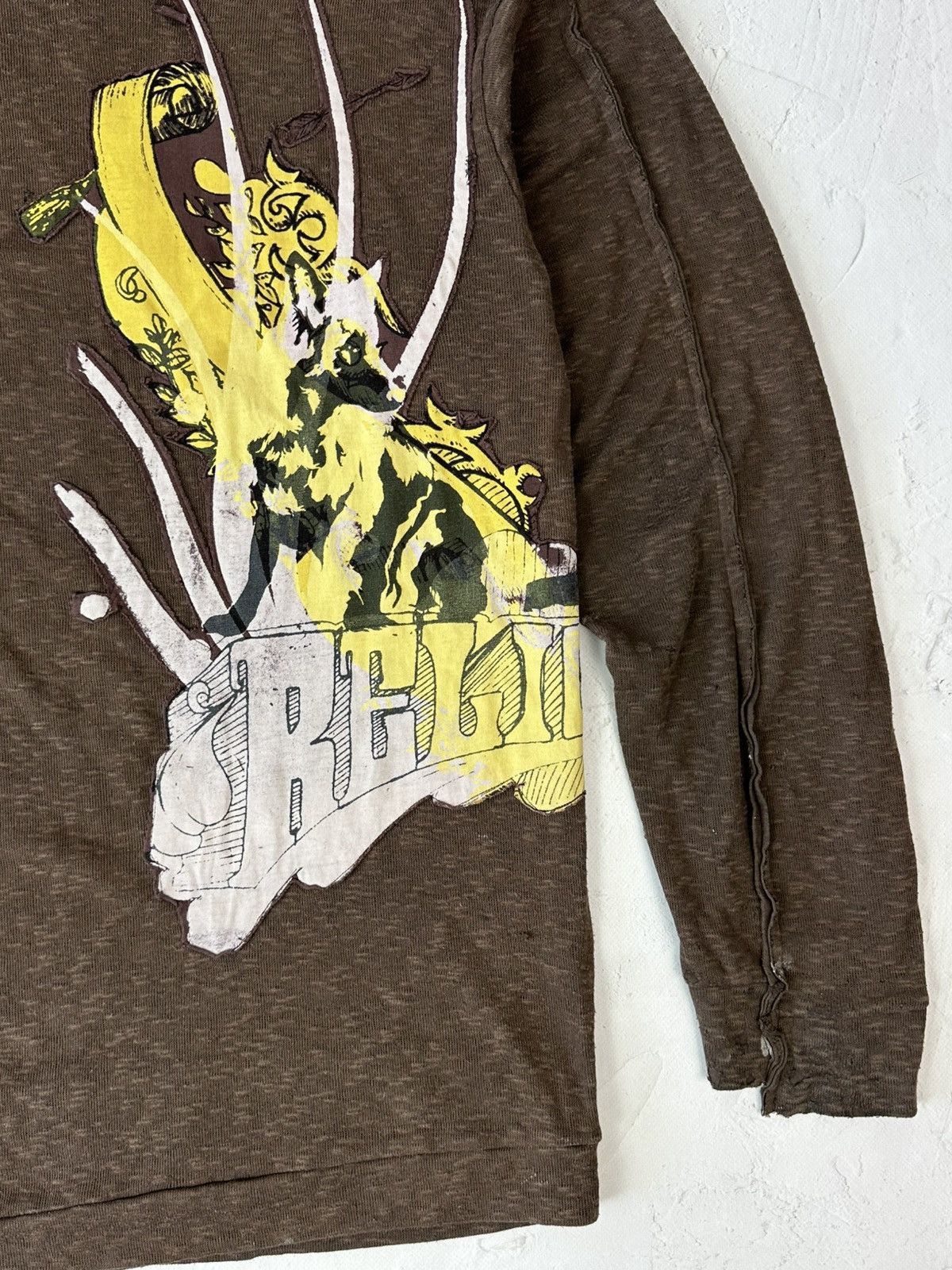 If Six Was Nine Y2K Vintage Religion Torn Distressed Brown Sweater Size US M / EU 48-50 / 2 - 11 Thumbnail