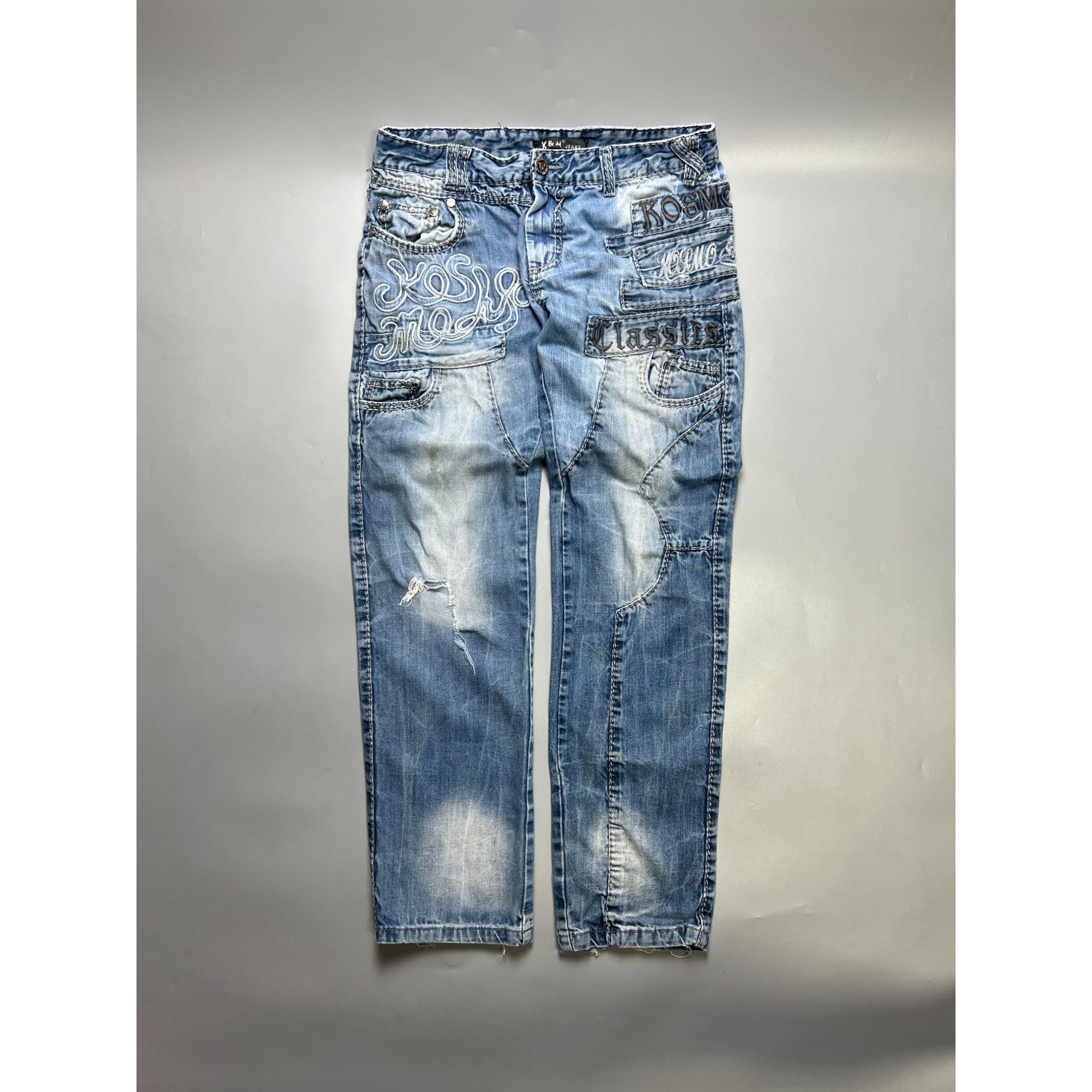 Other K&M Kosmolupo Embroidered Vintage Rap Jeans (Y1037) Size US 34 / EU 50 - 1 Thumbnail