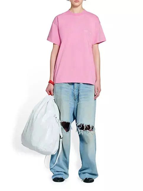 Balenciaga o1bcso1str1224 Turn Medium Fit T-Shirt in Pink Size XXS / US 00 / IT 34 - 4 Thumbnail